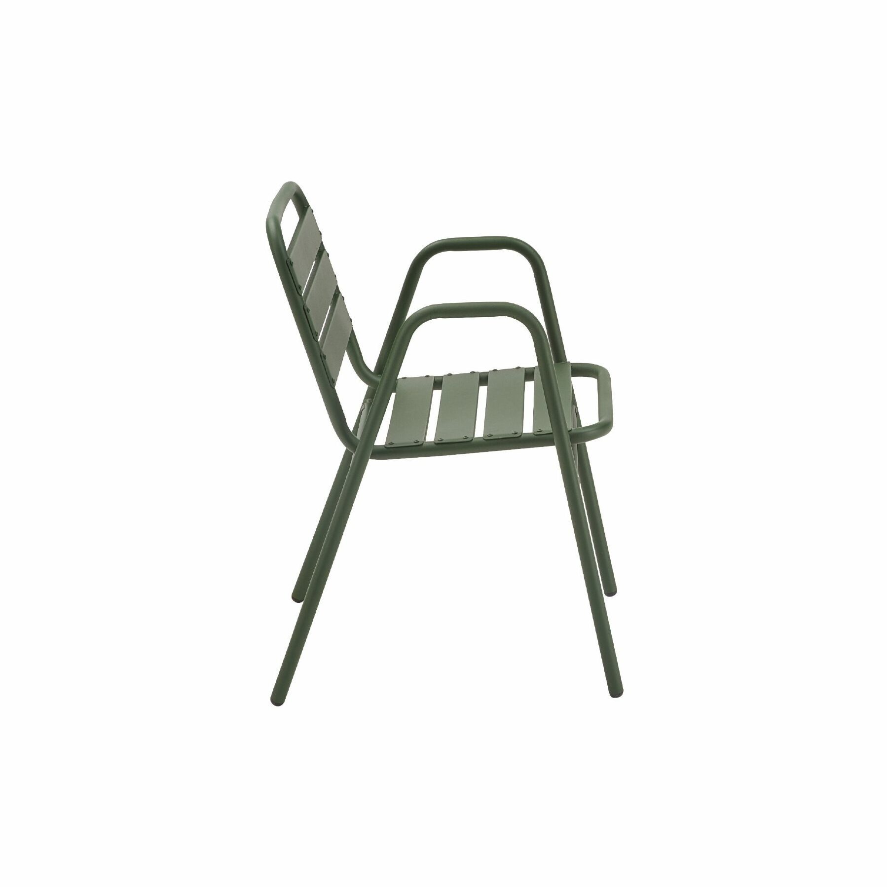 Liadomo Gartenstuhl Lesina (Balkonstuhl, Outdoor, 2 St), Latten-Design, Aluminium dunkelgrün, stapelbar