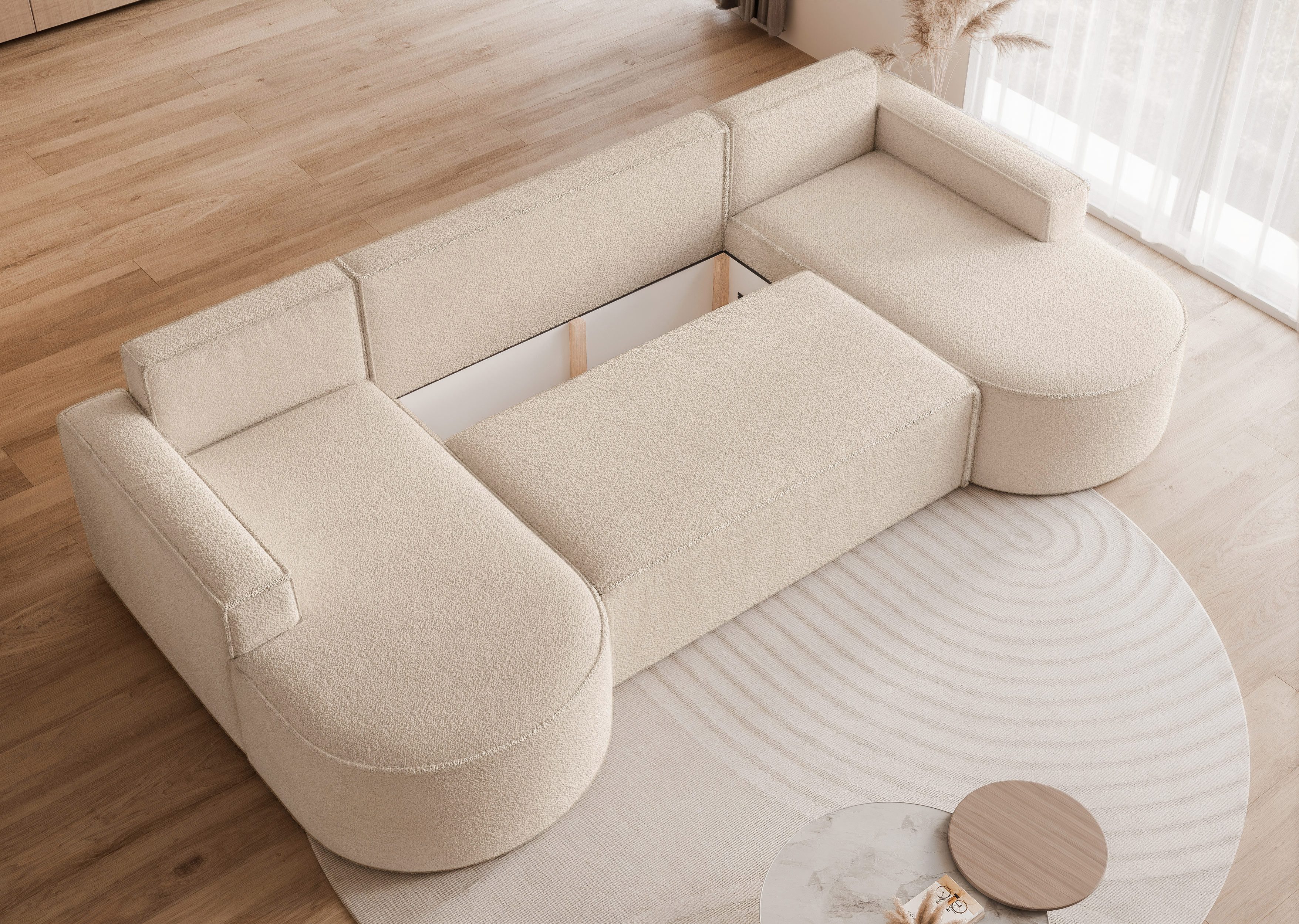 yourhouse24 Wohnlandschaft XXL U-Sofa SOFIA U in organischem Design, mit Schlaffunktion und Bettkasten, Seite universal – Bild 5 von 5