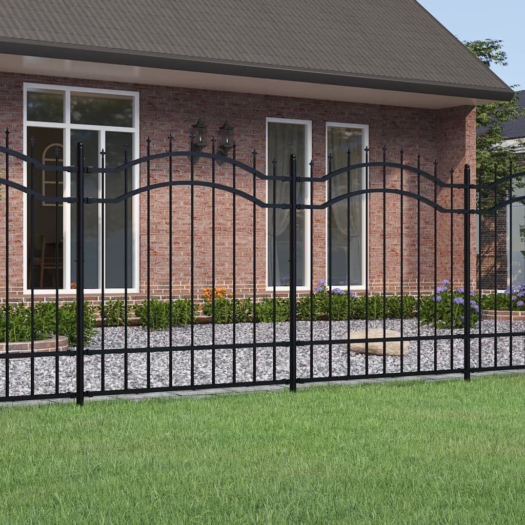 vidaXL Gartenzaun Gartenzaun mit Speerspitzen Schwarz 165 cm Stahl, (1St)