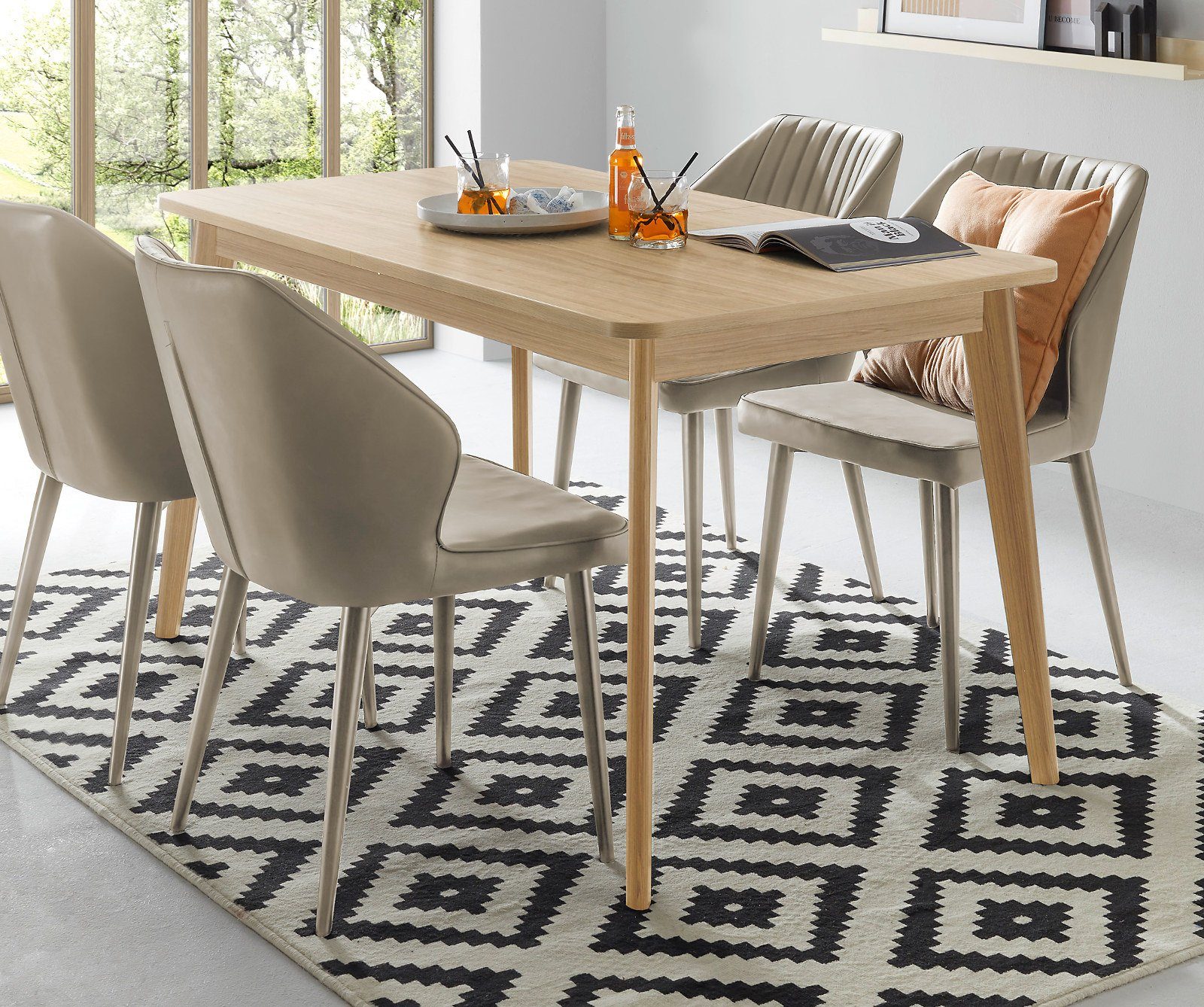 Furn.Design Esstisch Isgard (Küchentisch in Scandi Eiche, 140 bis 180 cm), für bis zu 6 Personen
