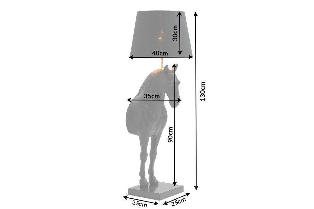 130cm · riess-ambiente · Pferdefigur Stehlampe ohne Marmor-Fuß Ein-/Ausschalter, BLACK Wohnzimmer BEAUTY schwarz, Leuchtmittel,
