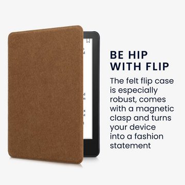 kwmobile E-Reader-Hülle Hülle für Amazon Kindle Paperwhite 11. Generation 2021, Filz Stoff eReader Schutzhülle - Flip Cover Case