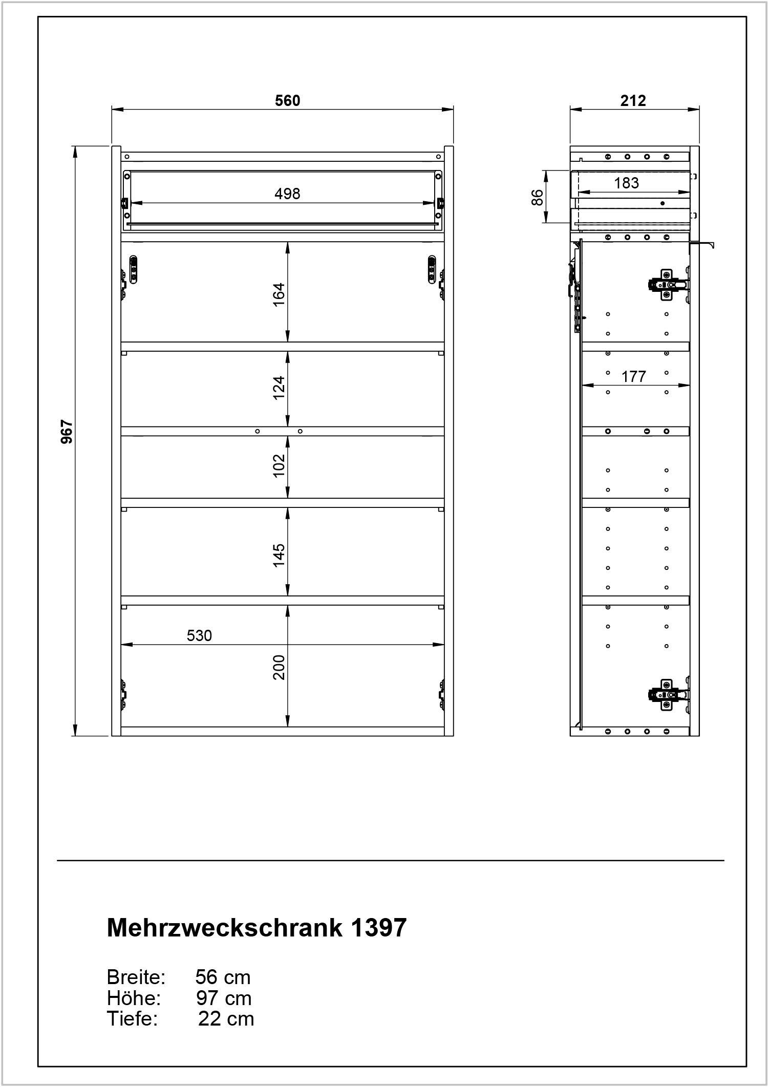 Graphit/Navarra-Eiche-Nachbildung bis Türen Graphit/Navarra-Eiche-Nachbildung 10 Platz GERMANIA Hängeschrank mit und close, Soft Ameca Schublade Paar | für Schuhe zu