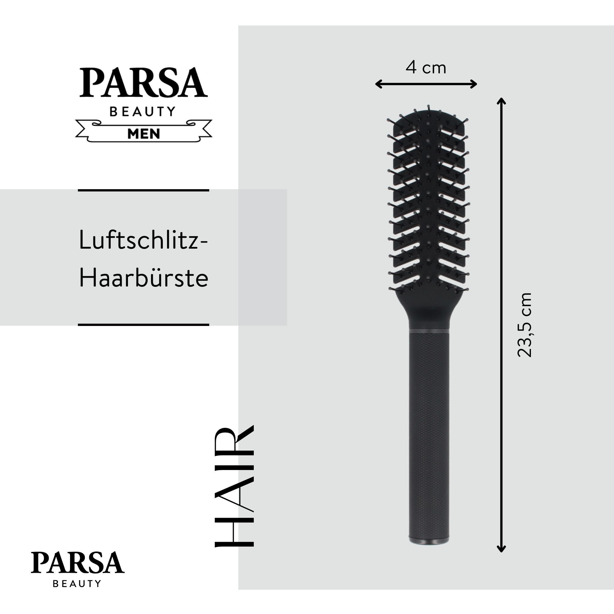 PARSA Beauty Haarbürste Men Haarbürste mit Luftschlitzen und Carbon für schnelles Föhnen