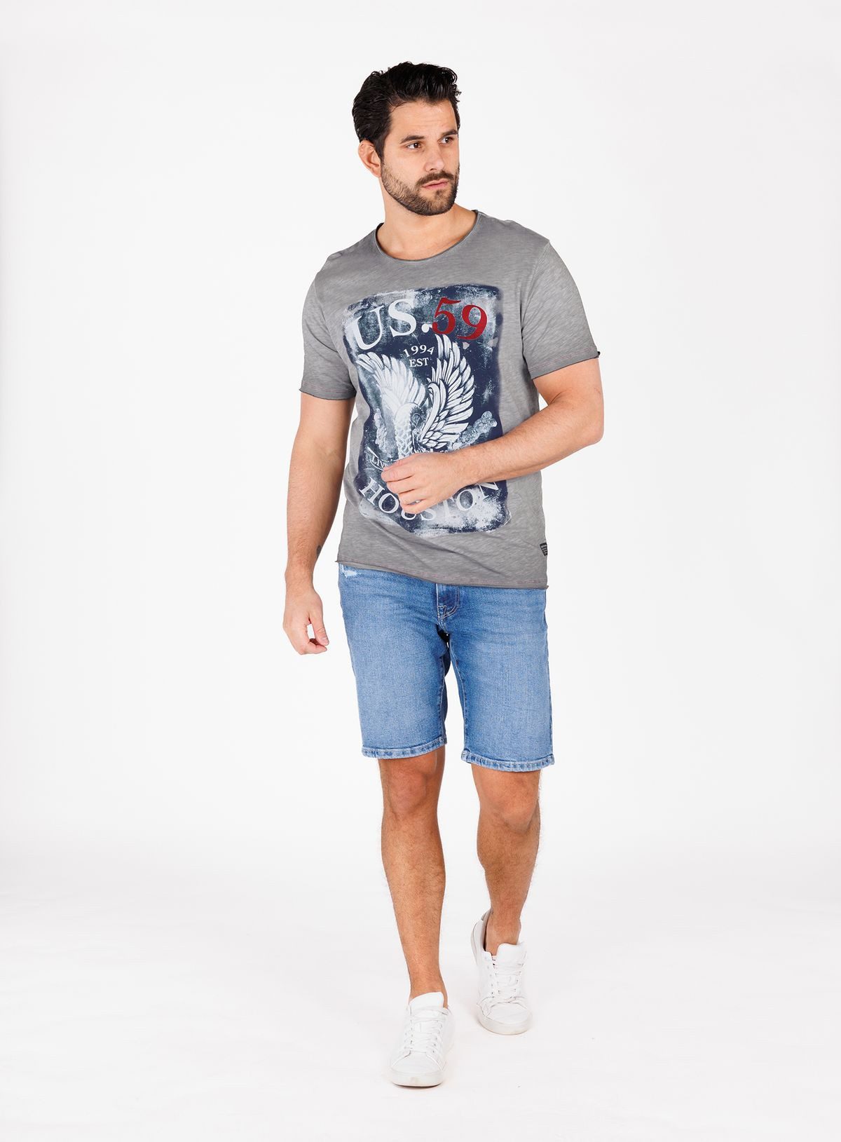 Key Largo T-Shirt T-Shirt Houston USA Biker Print Motiv vintage Look MT00543 Rundhalsauschnitt bedruckt kurzarm slim fit
