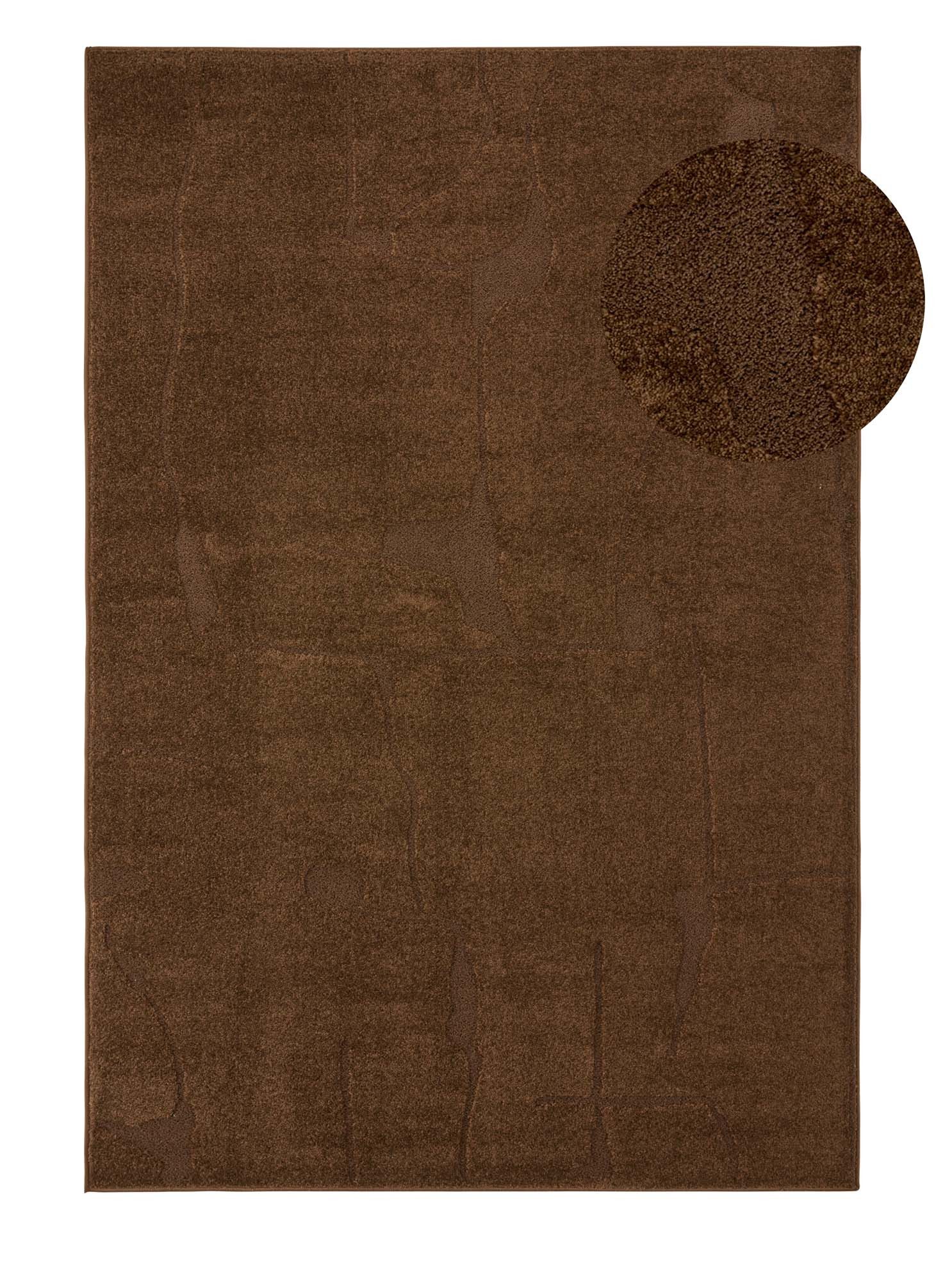 TaraCarpet Teppich Tara Carpet Avalon uni Hoch-Tief-Struktur, rechteckig, Höhe: 13 mm, Wohnzimmer, Schlafzimmer, Esszimmer, Jugendzimmer braun 080x150