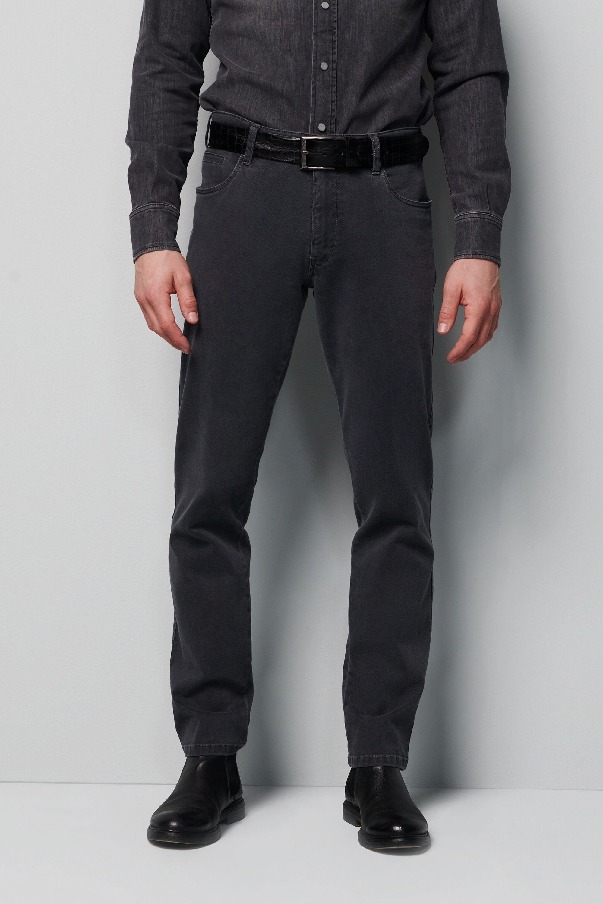 MEYER 5-Pocket-Jeans im unifarbenem Design anthrazit