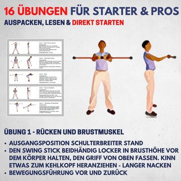 Best Sporting Swingstick Swingstick in rot (1-St), Gymnastikstab mit Anleitung für 16 Übungen