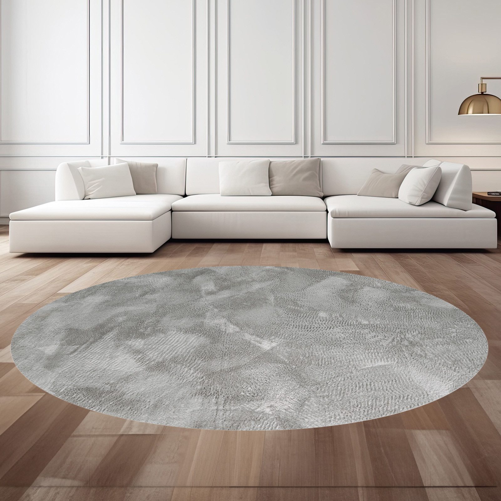 TaCa Home Teppich Flauschiges Hasenfell Imitat, rund, Höhe: 14 mm, Wohnzimmer Schlafzimmer Esszimmer Kinderzimmer, Grau - 100 cm rund