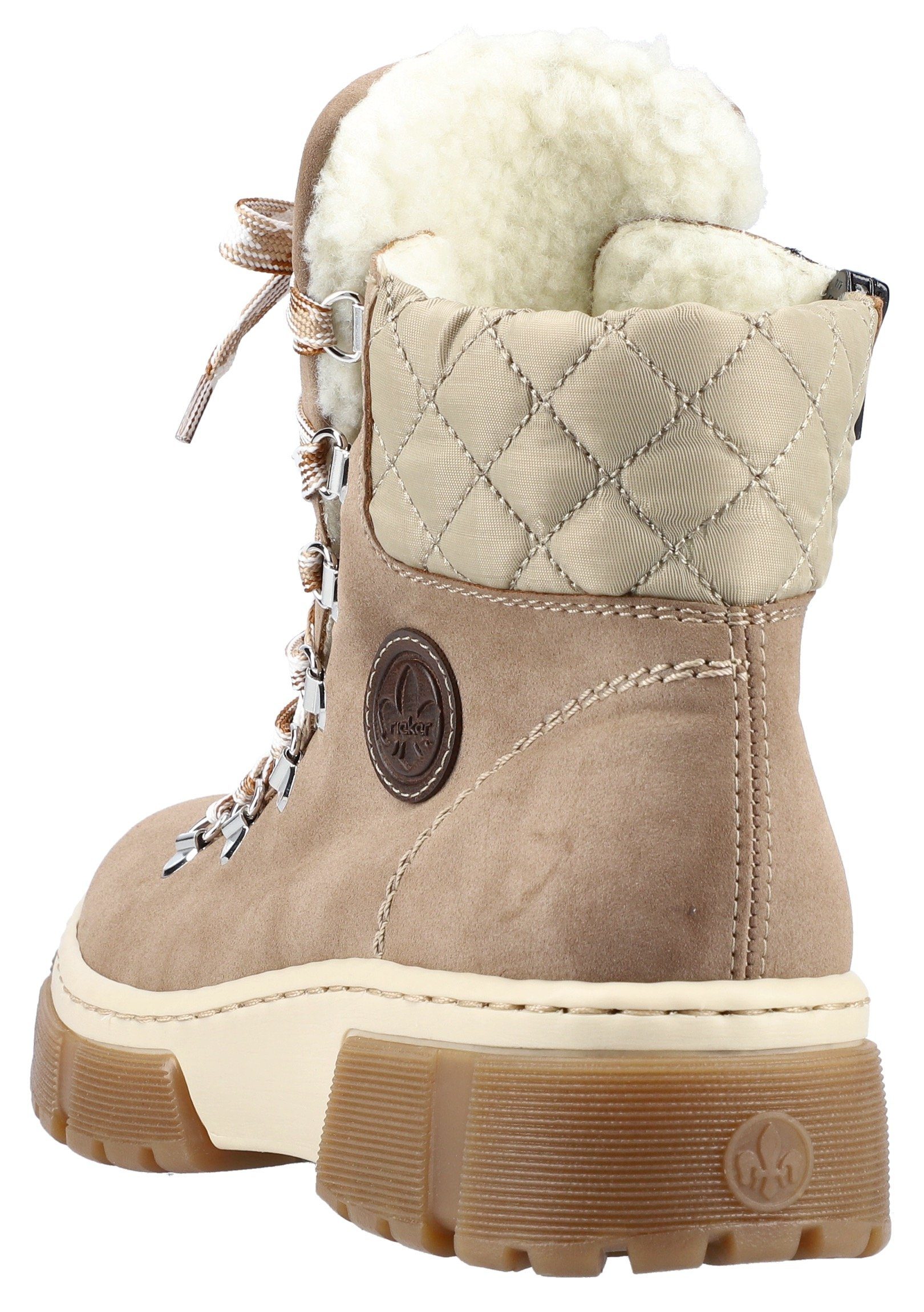 Schaftrand mit Winterboots Rieker beige gestepptem