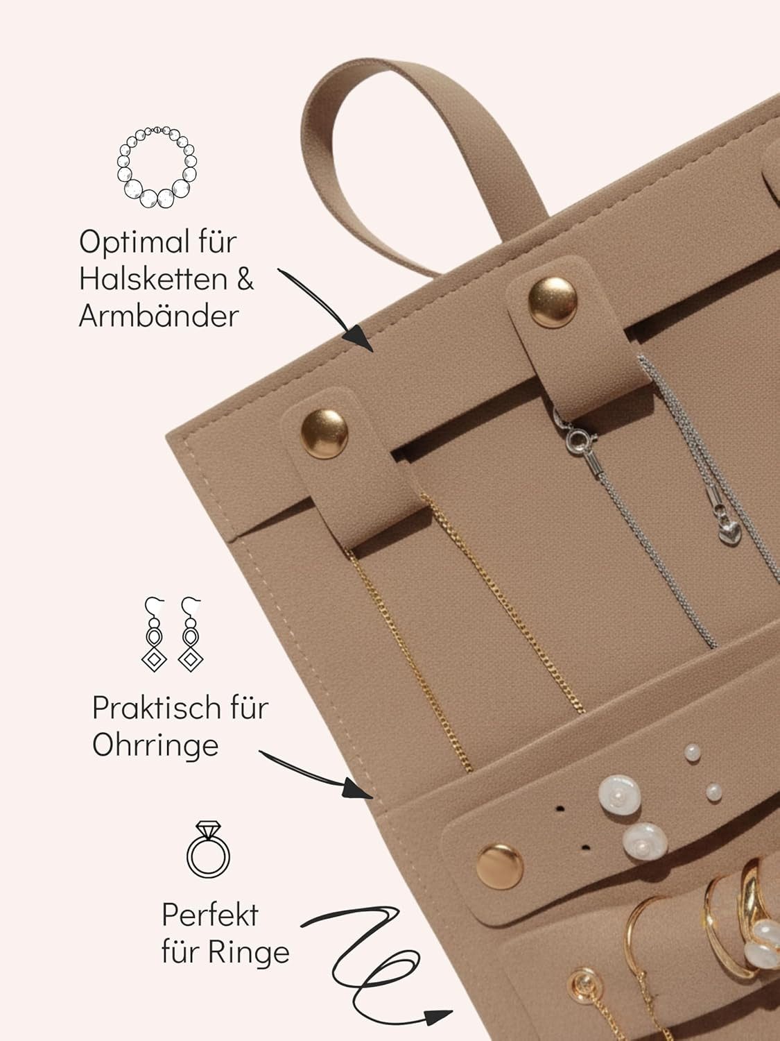 Einzelstück Schmuckrolle Schmuck Reise Tasche I kleiner Schmuck Organizer für Reisen