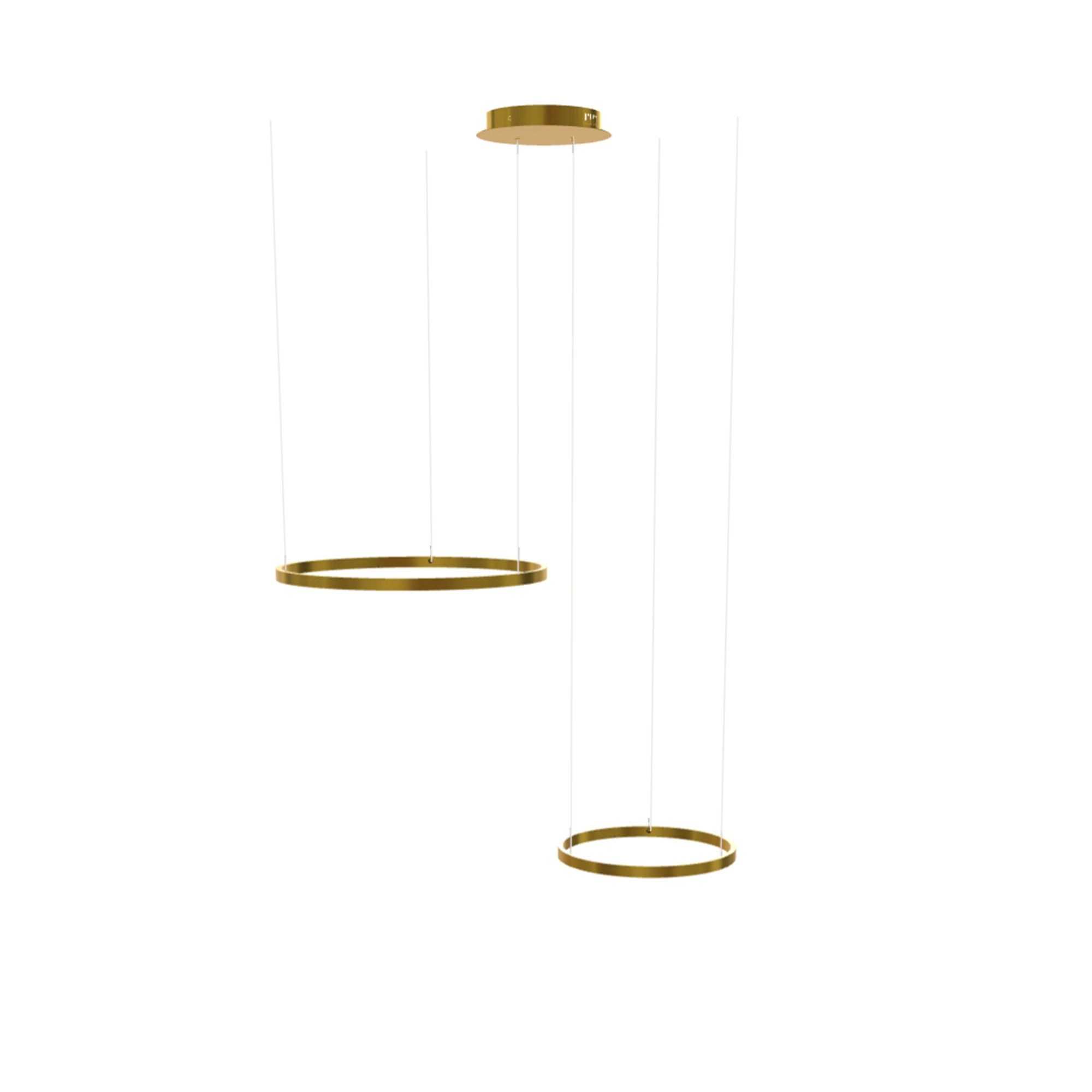 s.luce Pendelleuchte LED 2er-Ring Hängelampen Kombination Exzentrisch Gold, Warmweiß