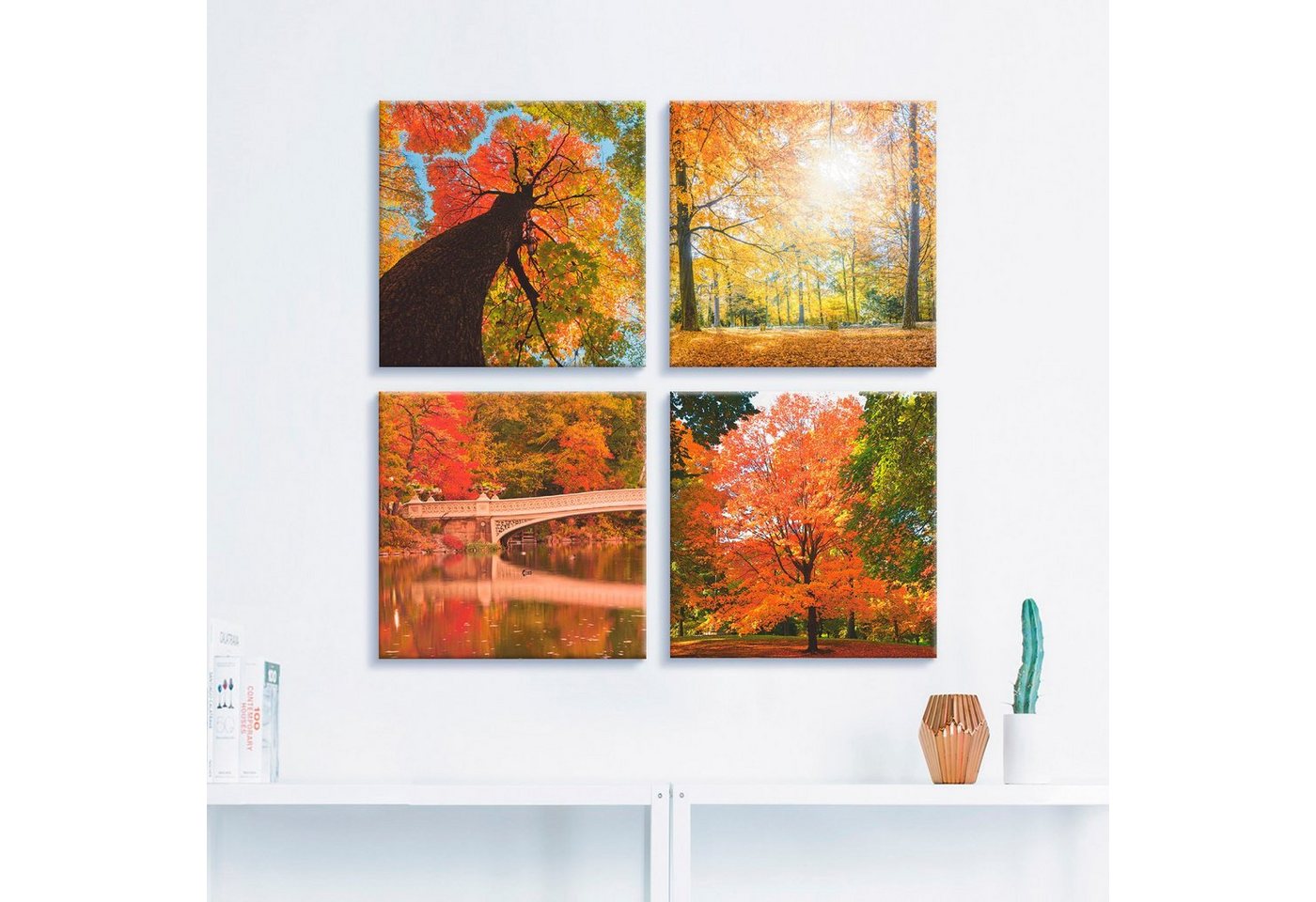 Artland Leinwandbild »Herbst Wald Panoramas«, Wald (4 Stück)-HomeTrends