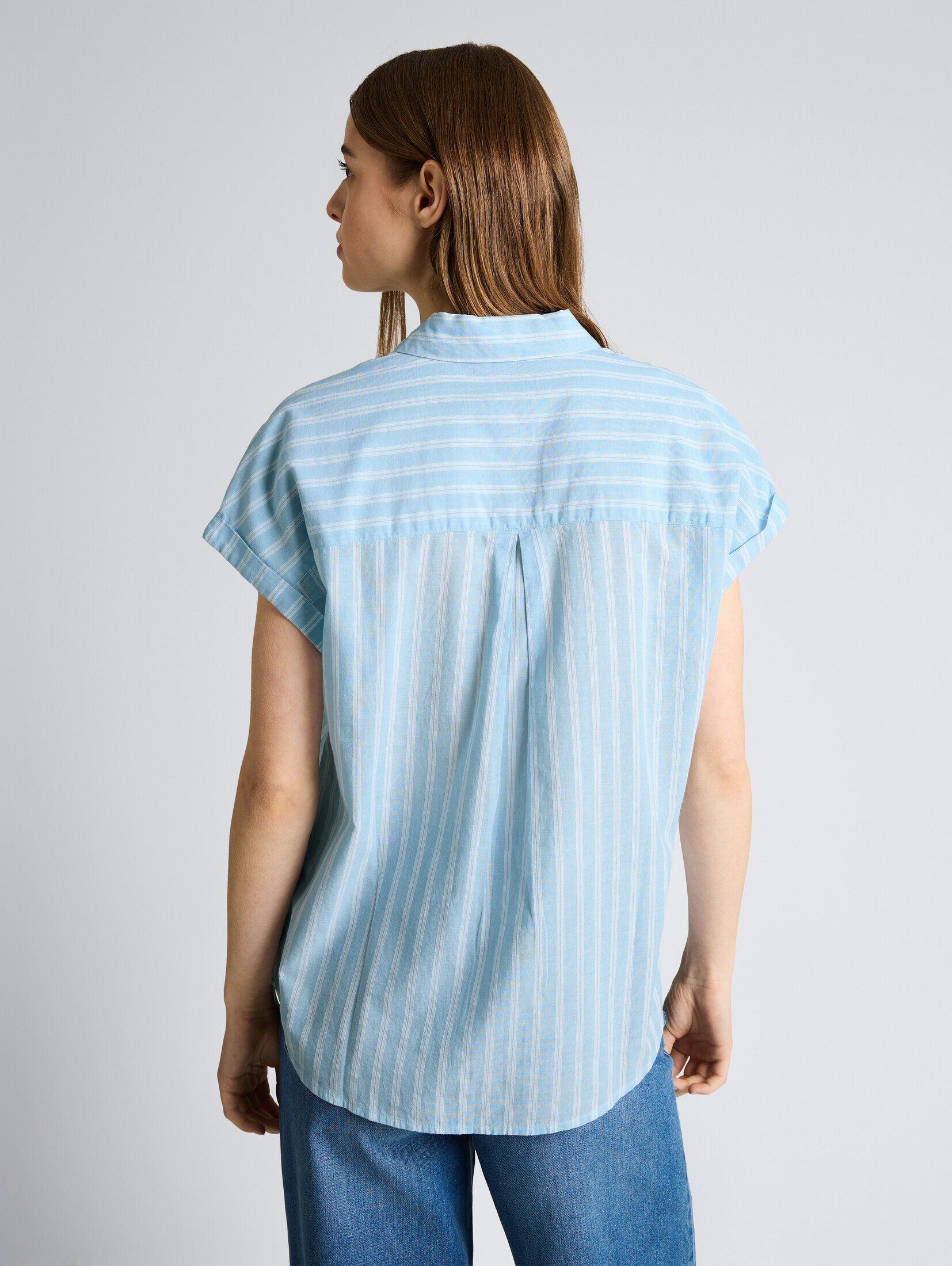 TOM TAILOR Denim Kurzarmbluse Blusen & Shirts Bluse mit Streifenmuster