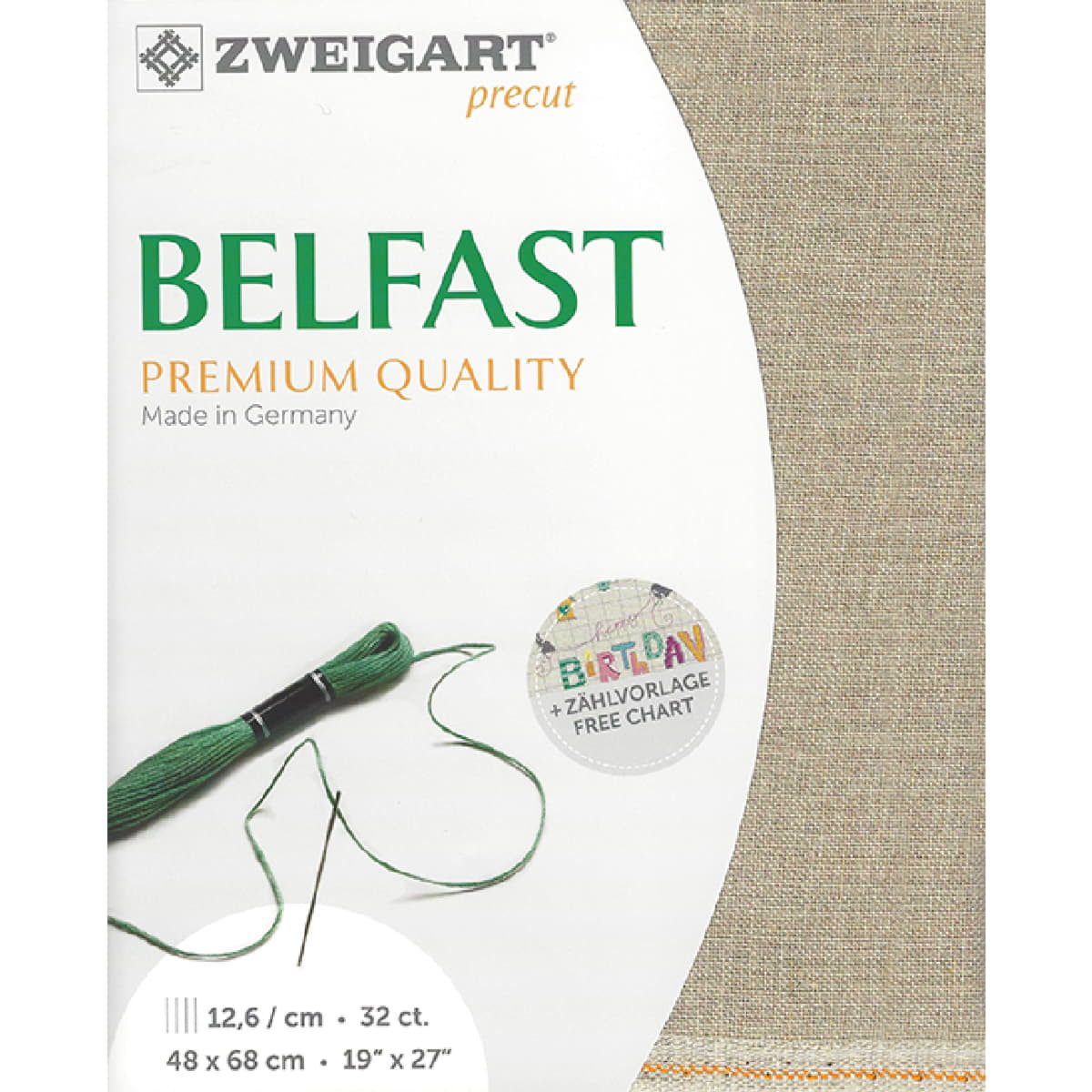 Zweigart Kreativset Zählstoff BELFAST Zweigart precut 32 ct. 100% Leinen 3609, 48x68 cm, (embroidery kit by Marussia)