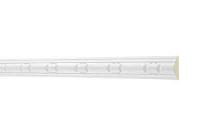 Hexim Perfect Stuckleiste AC 257, Flachprofile aus PU Serie 1 - Stuckprofil gemustert, weißes Zierprofil, hart & stoßfest - Wandleiste vorgrundiert