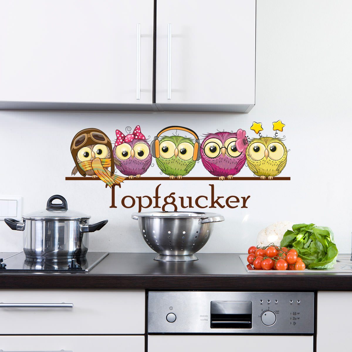 Sunnywall Wandtattoo niedliche Topfgucker Eulen Wandaufkleber günstig online kaufen