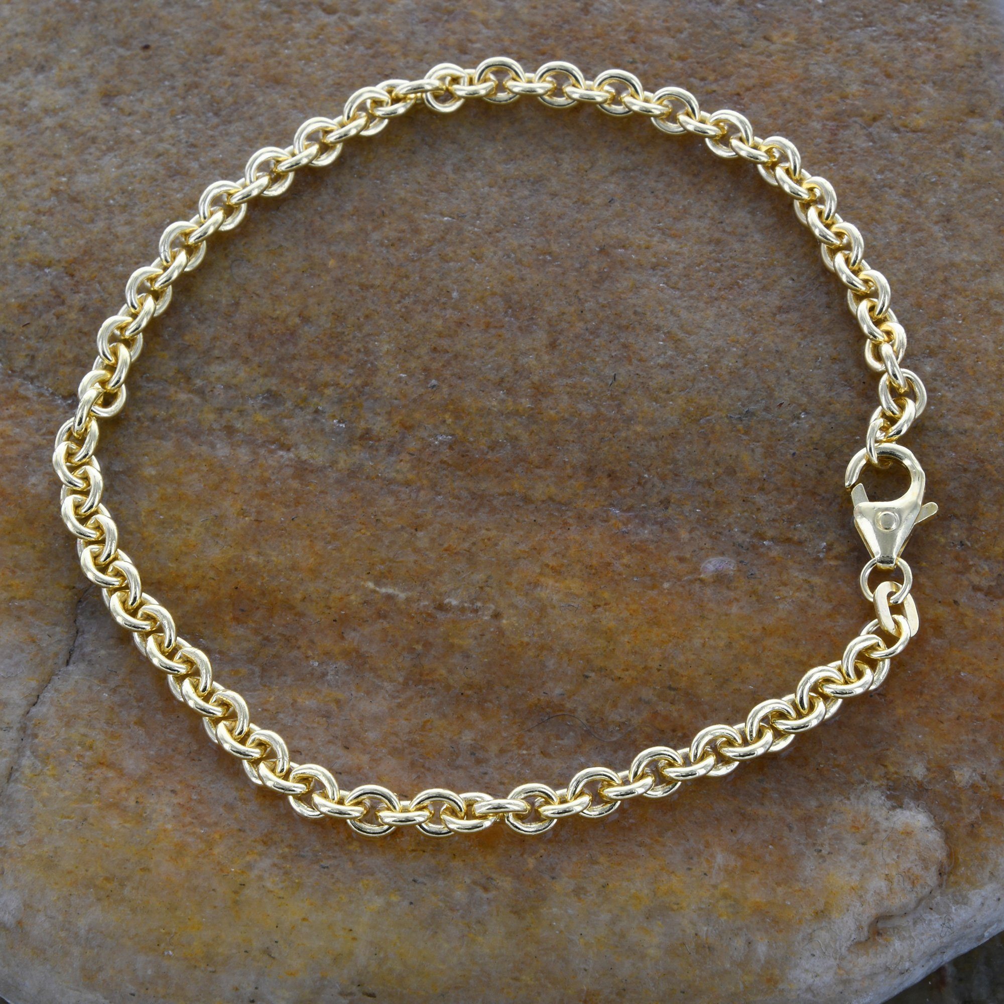Herren Schmuck HOPLO Goldkette 4,0 mm 19 cm 585 - 14 Karat Gold Armkette Ankerkette rund massiv Gold hochwertige Goldkette (inkl