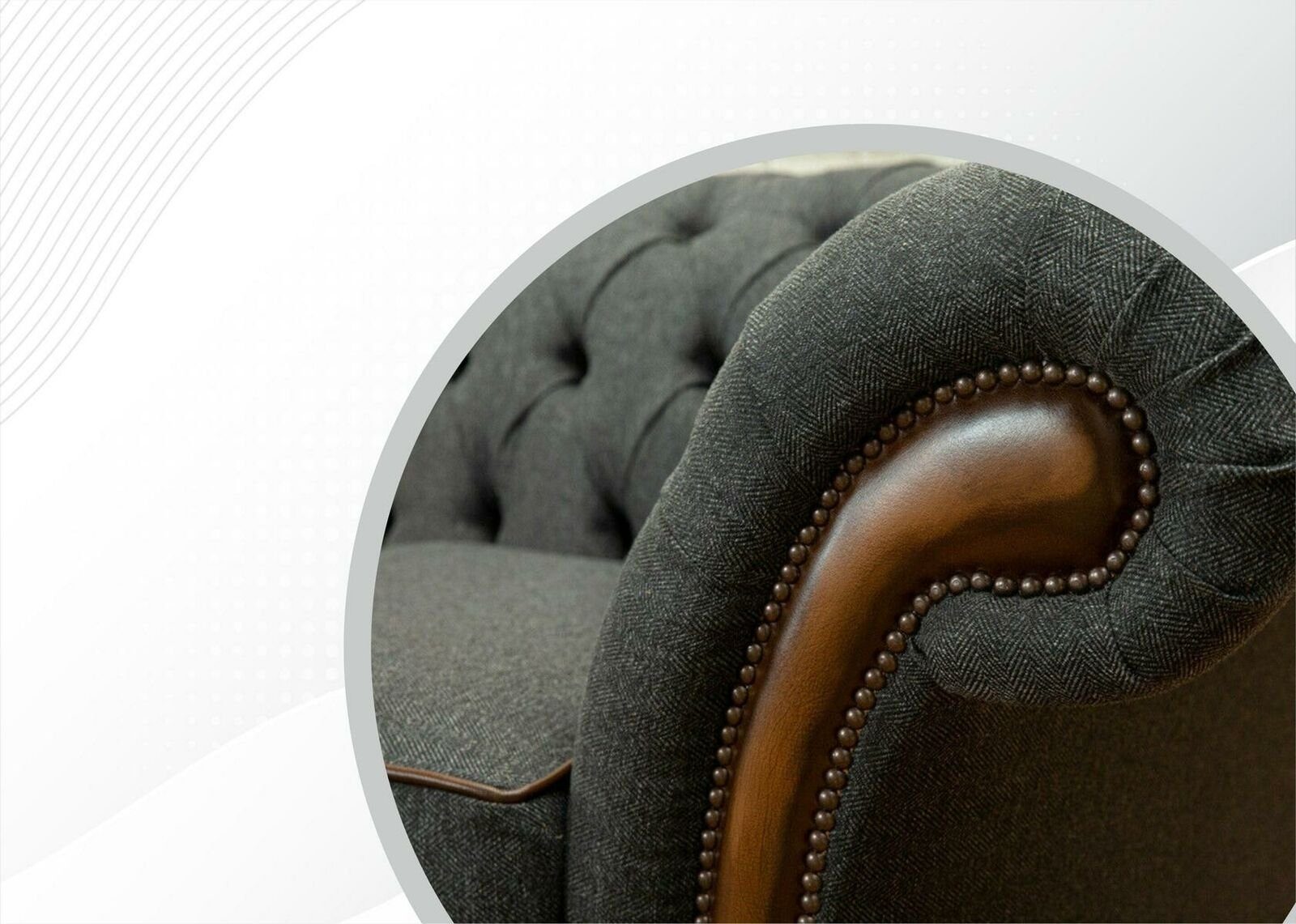 Sofa Graue couchen Stoff Sofas Chesterfield-Sofa, Design Chesterfield Wohnzimmer Modern Sitzer JVmoebel 2