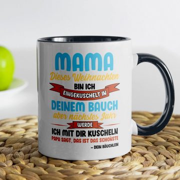 22Feels Tasse Werdende Mama Geschenk Weihnachten Schwangerschaft Frauen Babyparty, Keramik, Made in Germany, Spülmaschinenfest, Zweifarbig