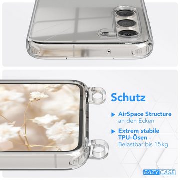 EAZY CASE Handykette Boho Umhängeband für Samsung Galaxy S23 6,1 Zoll, Verstellbarer Trageriemen mit Case transparent DIY Gürteltasche Pink