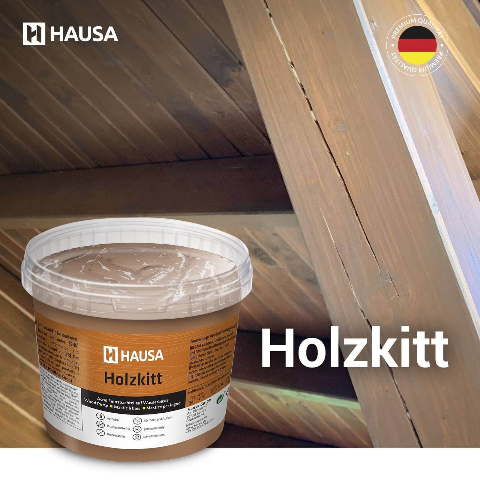 Hausa Holz-Reparaturset Holzkitt, 250g gebrauchsfertig ausgezeichnete Füllkraft rissbeständig, 1-St., Gramm Birke Holzspachtelmasse Kitt für Holz, Holzspachtel/ – Bild 4 von 5