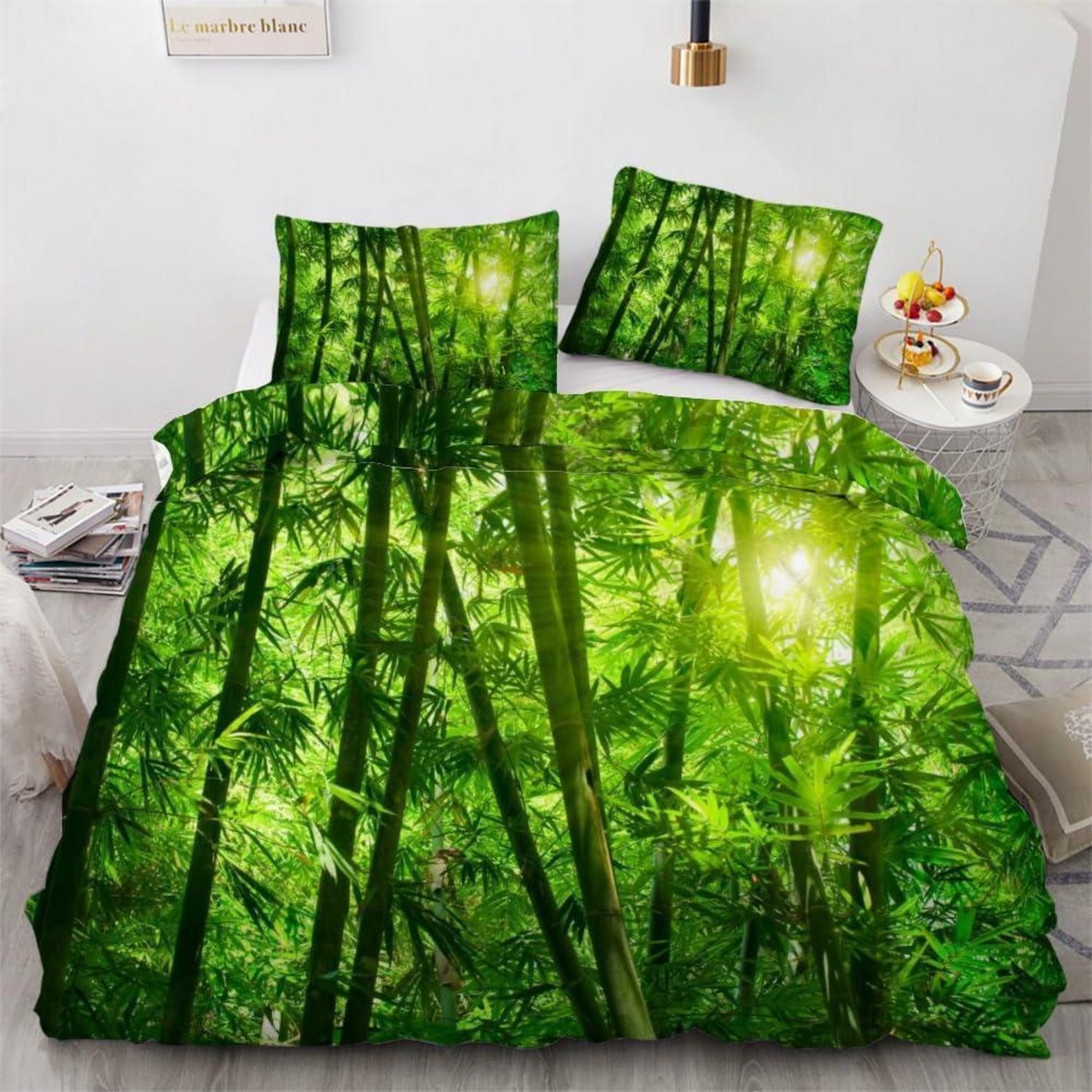 LuxusKollektion Kinderbettwäsche Bettwäsche Bambus 135x200 cm Grün Wald 3D, 2 teilig