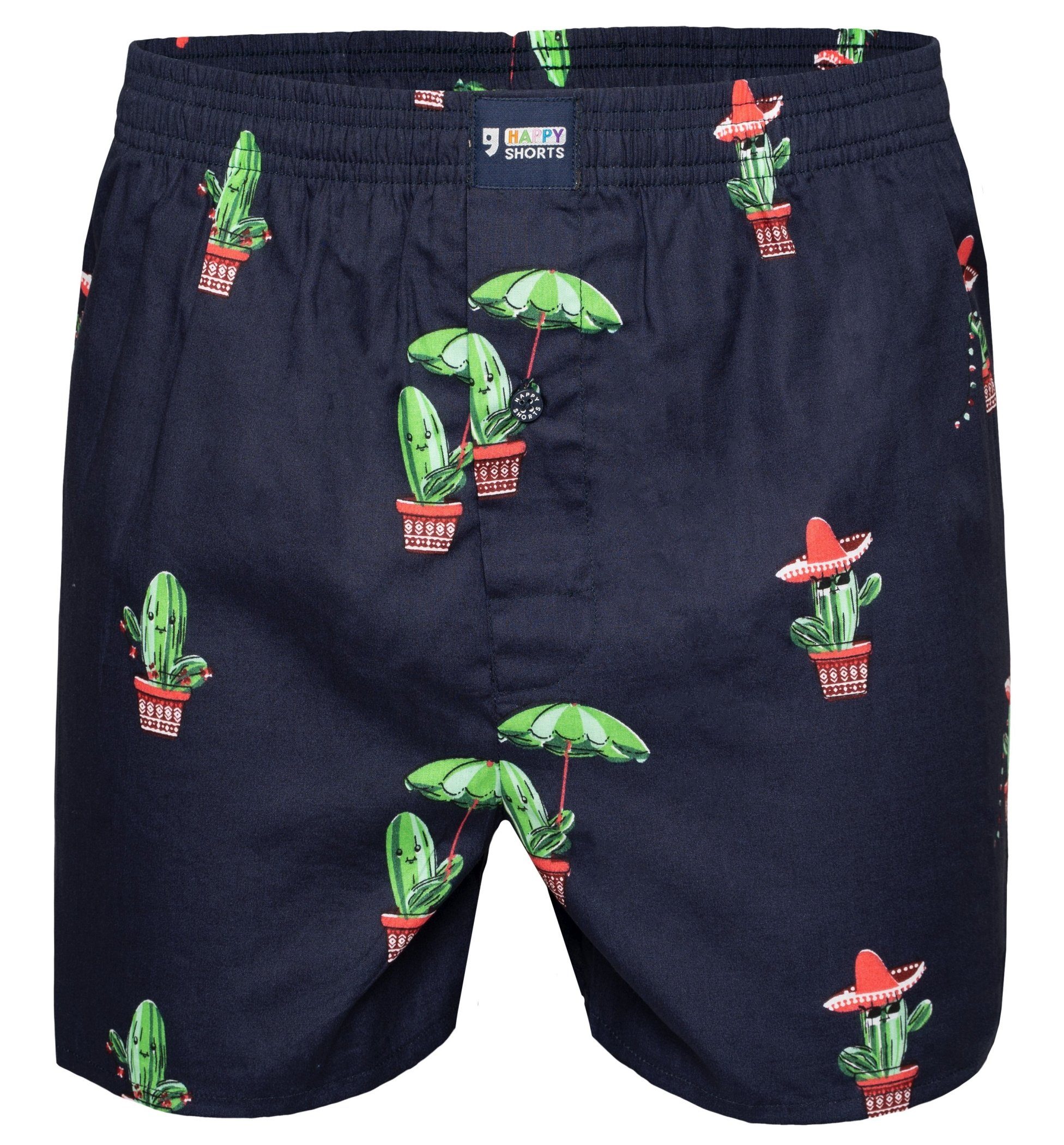 - Boxer mexikanischer cactus Mexican HAPPY Boxershorts Shorts SHORTS Shorts (1-St) Kaktus Happy Herren american Boxershorts Webboxer