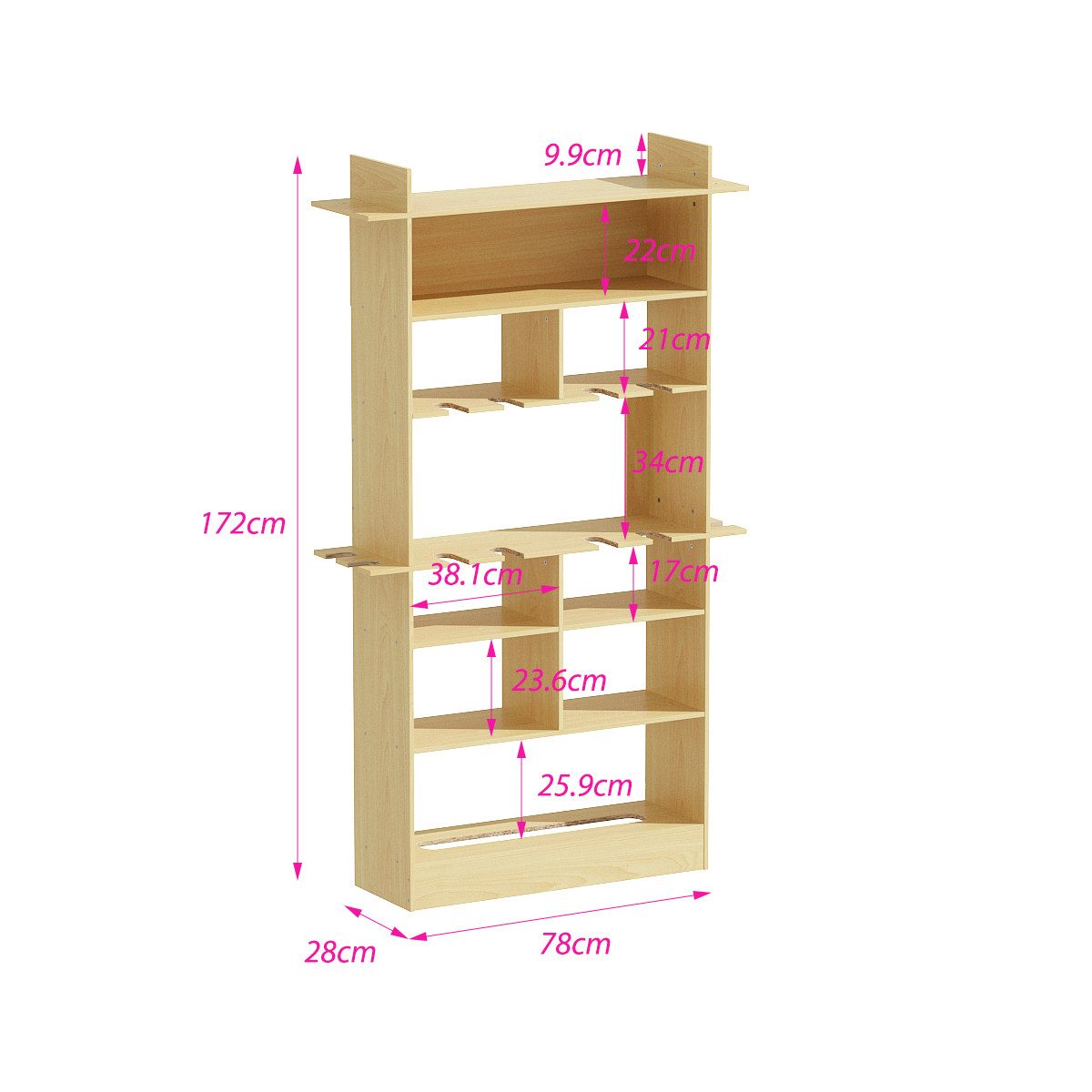 FUFU&GAGA Werkzeugschrank Mehrzweck-Regal mit Slots für Garage & Keller, MDF, 100×28×172 cm