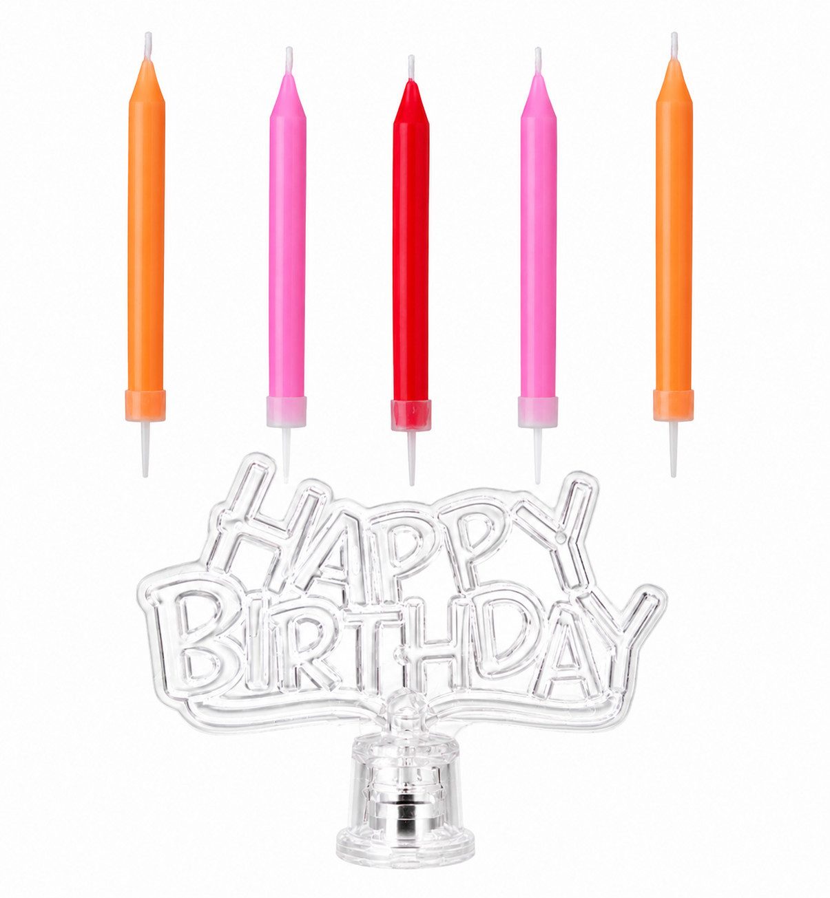HH-Haushalt Geburtstagskerze Happy Birthday Geburtstagskerzen 6-teilig mit Kerzen & Schriftzug LED