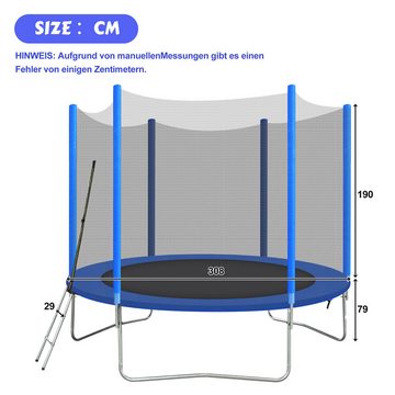 EXTSUD Kindertrampolin Kindertrampolin, 10ft verzinktem Stahl Runde Trampolin mit Treppe, Ø 308 cm