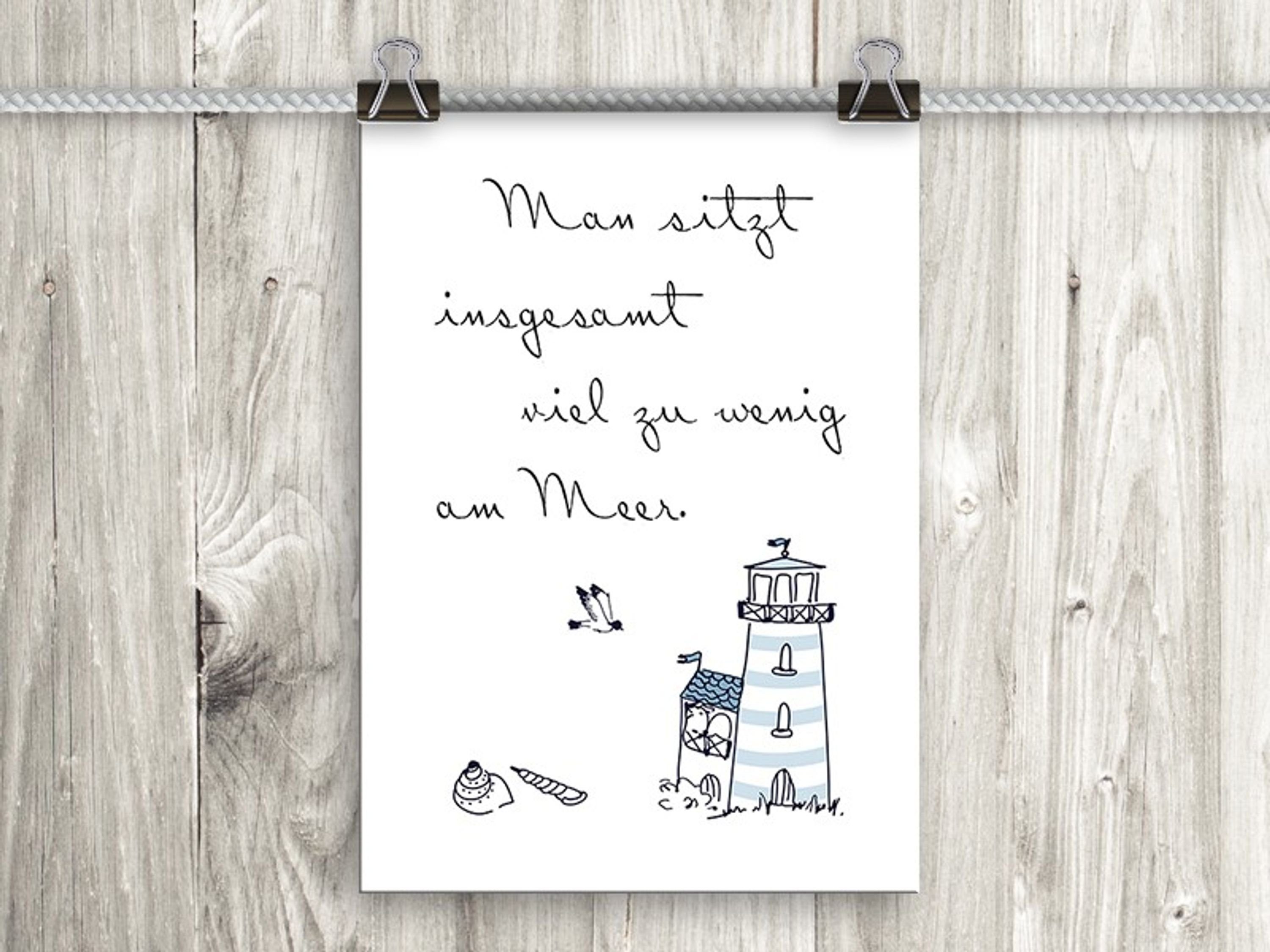 artissimo Poster Poster mit Spruch DinA4 Bild Wandbild Sprüche Meer