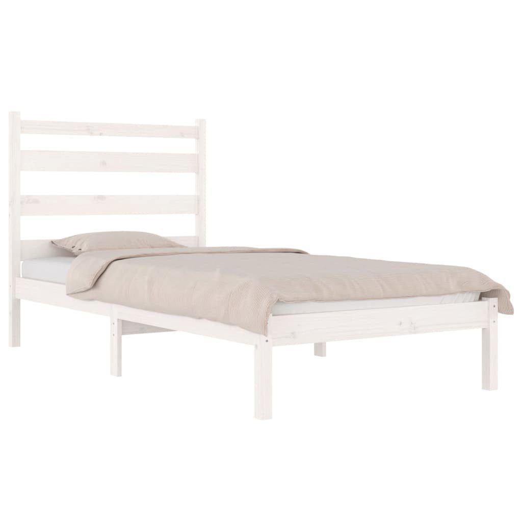 vidaXL Bett Massivholzbett Weiß Kiefer 100x200 cm