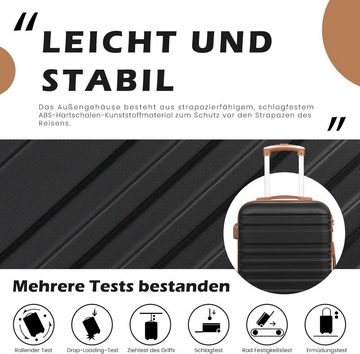 Coolife Kofferset Reisekoffer von ABS Hartschalen Trolley 4 Rollen, 4 Rollen, mit TSA-Schloss Der Koffer Enthält 1 Reisetasche und 1 Kulturbeutel