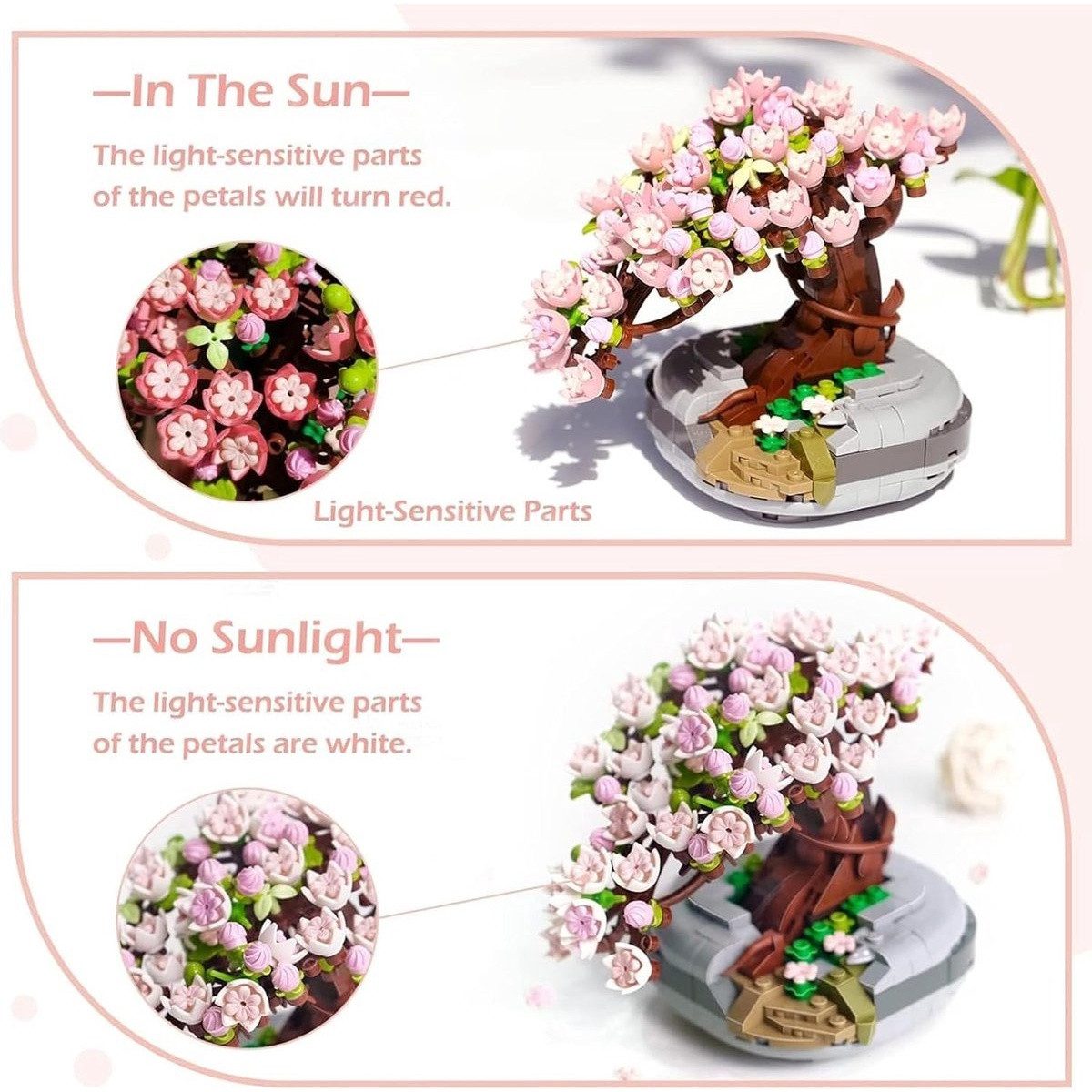 Kraftverdia Bonsai Kirschblütenbaum Bausteine Set – DIY Sakura Pflanze Deko Spielbausteine – Bild 5 von 5