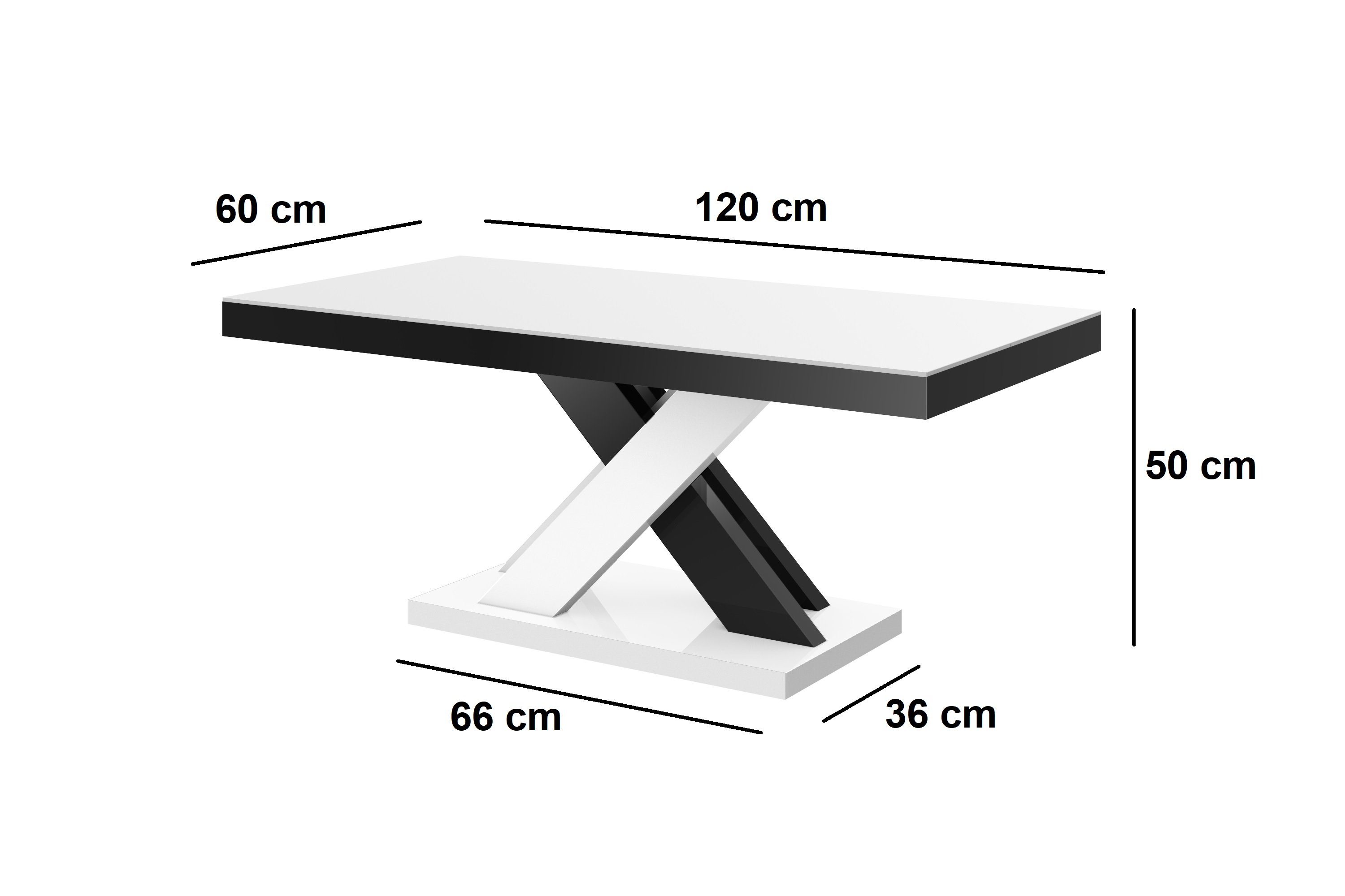 Tisch designimpex / Schwarz Schwarz Weiß XLU-888 Design Hochglanz Couchtisch Hochglanz Wohnzimmertisch Weiß / Hochglanz