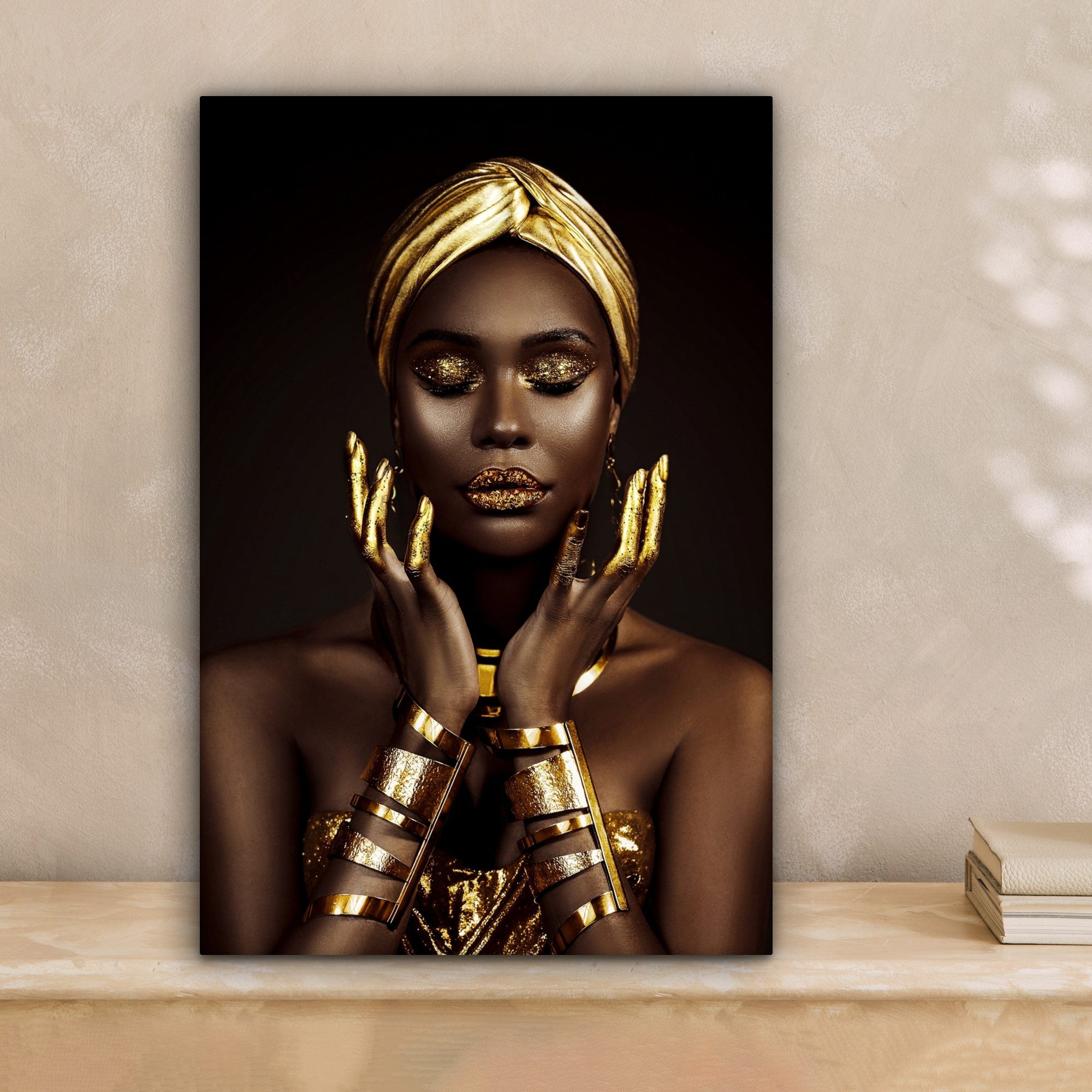 OneMillionCanvasses® Leinwandbild Frau - Abstrakt - Gold - Porträt, Fotodru günstig online kaufen