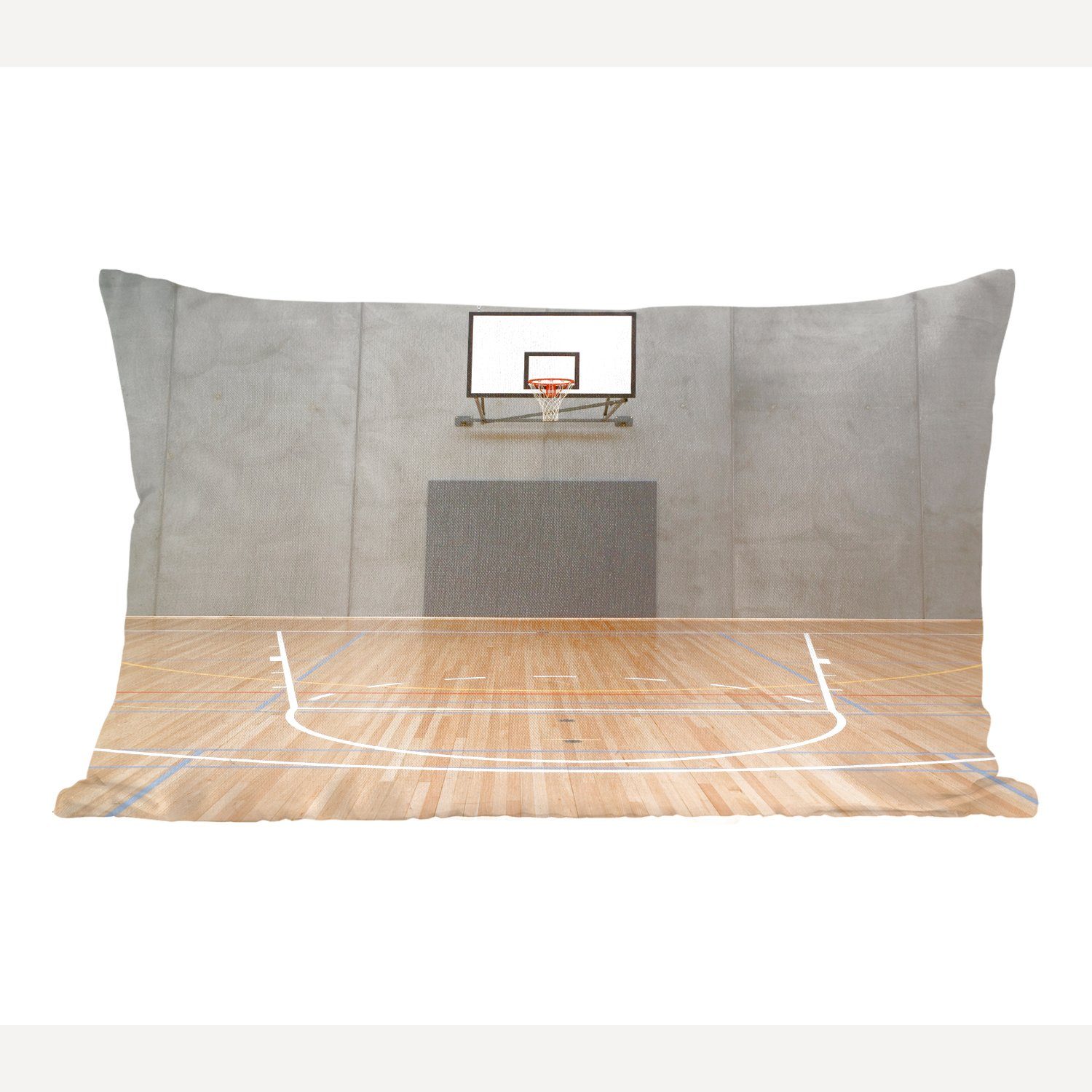 MuchoWow Dekokissen Ein leerer Basketballplatz in einer Halle, Wohzimmer Dekoration, Zierkissen, Dekokissen mit Füllung, Schlafzimmer