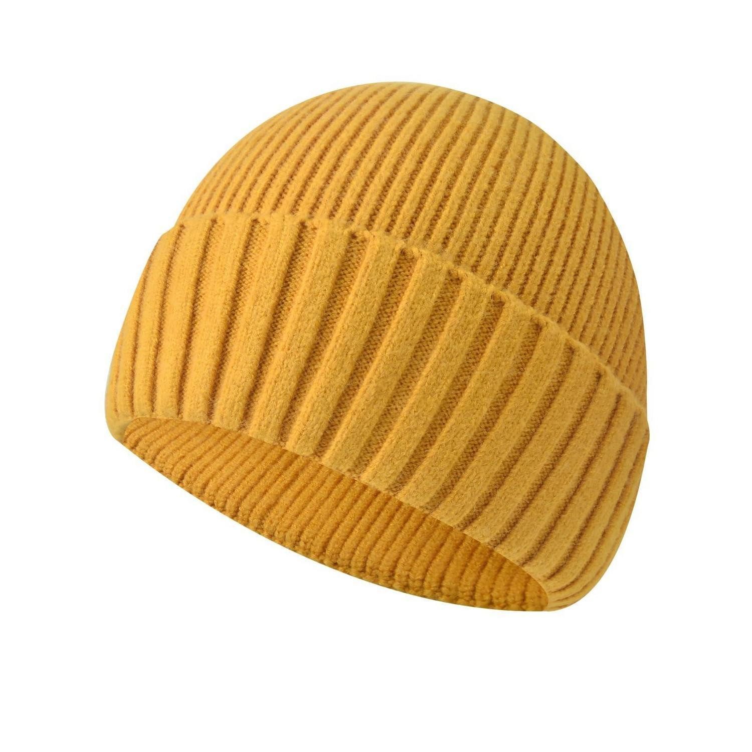 LuxusKollektion Strickmütze Strickmütze Winter Gelb Einheitsgröße (1-St)