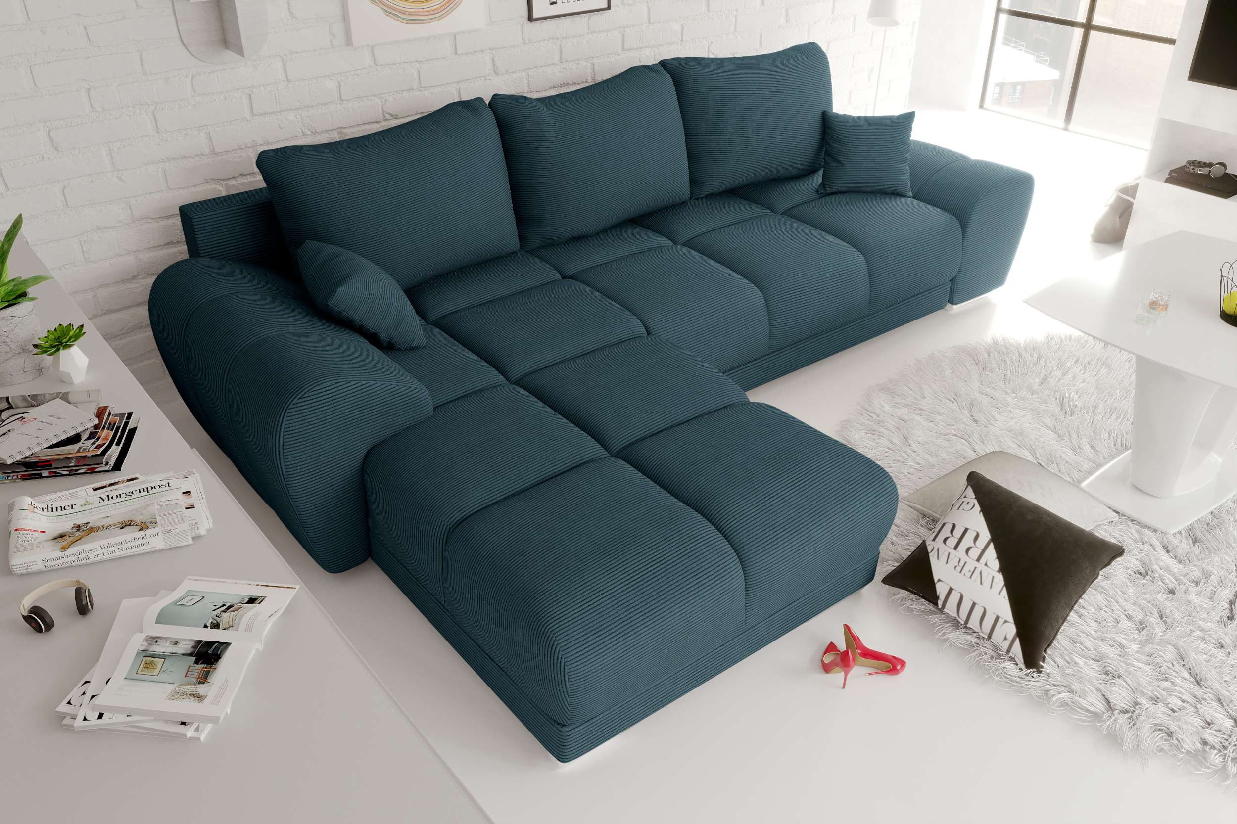 99rooms Ecksofa Antalya, Sofa L-Form, Eckcouch, mit abnehmbaren Kissen, Sch günstig online kaufen