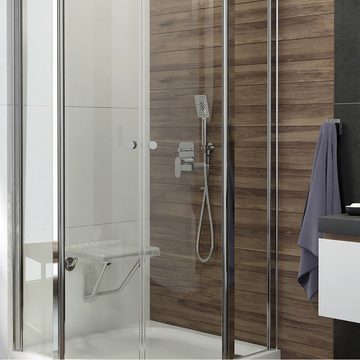 Lomadox Badarmatur ALPINIA-30 Modernes Duschsystem Unterputz in silber mit Regendusche