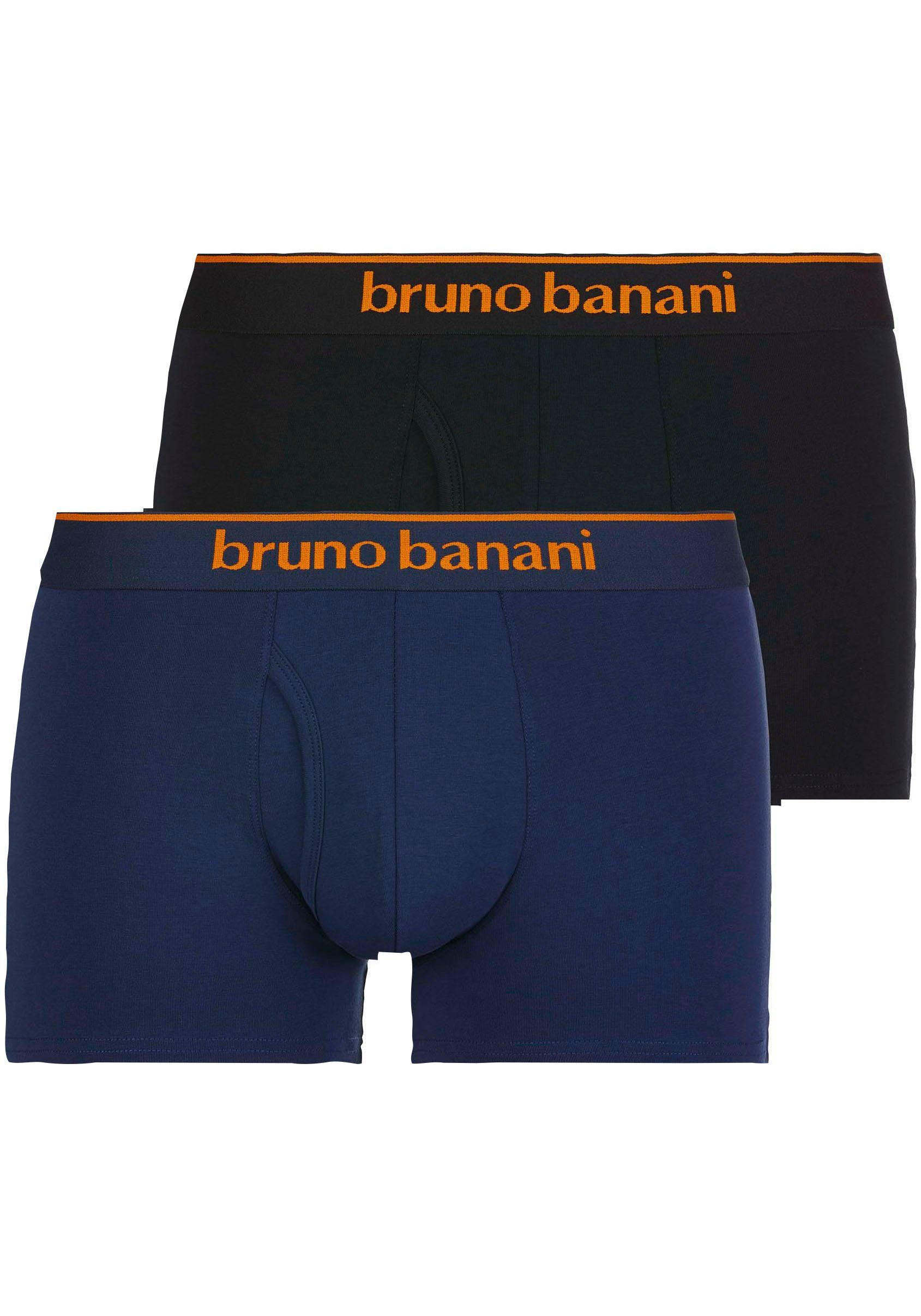 (Packung, Details Quick Boxershorts Banani 2Pack 2-St) Access Bruno Short blau-schwarz Kontrastfarbene
