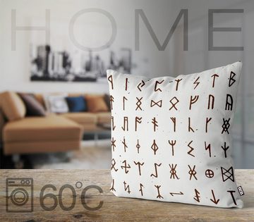 Kissenbezug, VOID (1 Stück), Sofa-Kissen Skandinavisch nordische Runen Rune Wikinger Krieger Symbole rustikal Zeichen Schrift Alphabet Hexerei Zauberei Religion Mythologie