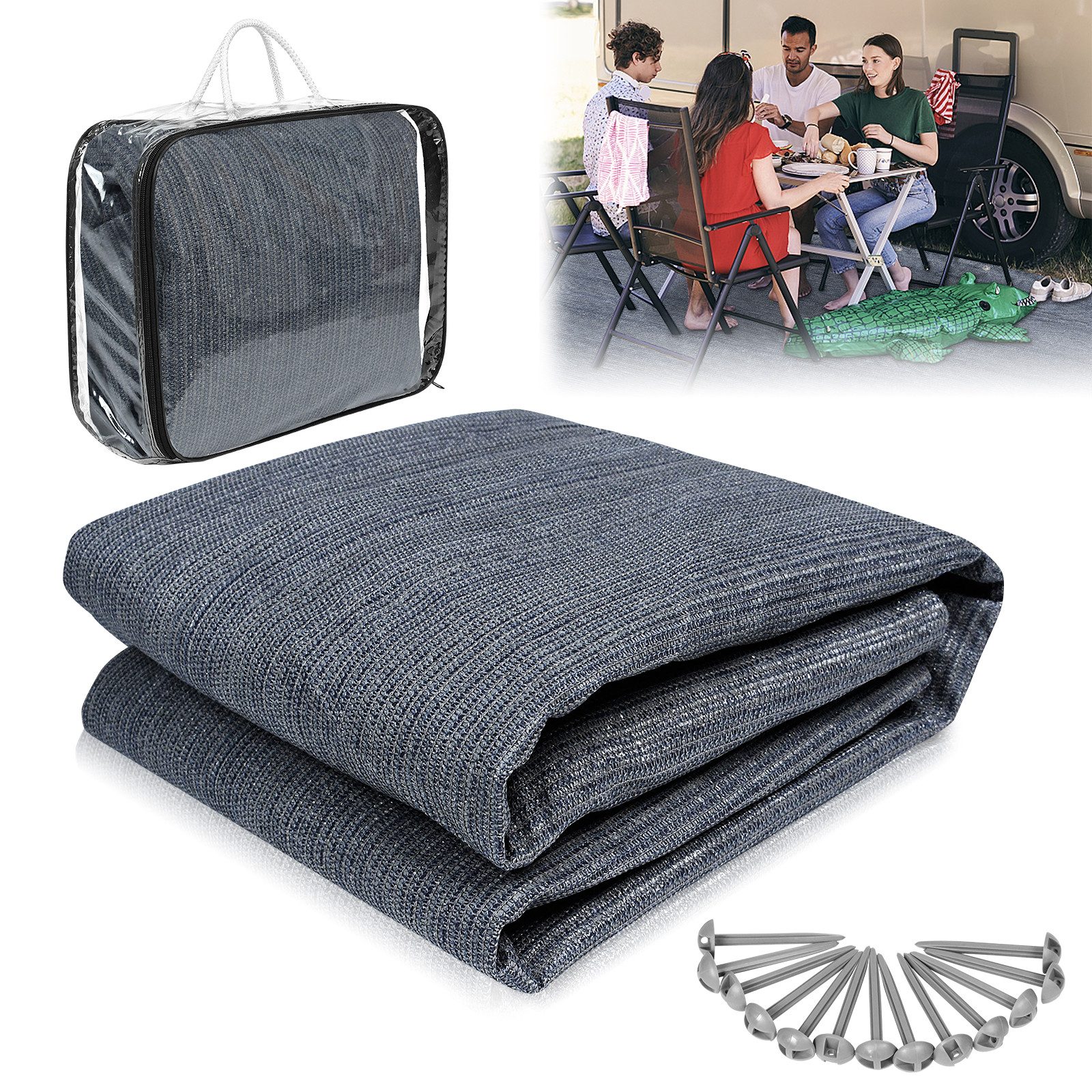 FIVMEN Outdoorteppich Vorzeltteppich Camping Matte HDPE Markisenteppich Blä günstig online kaufen