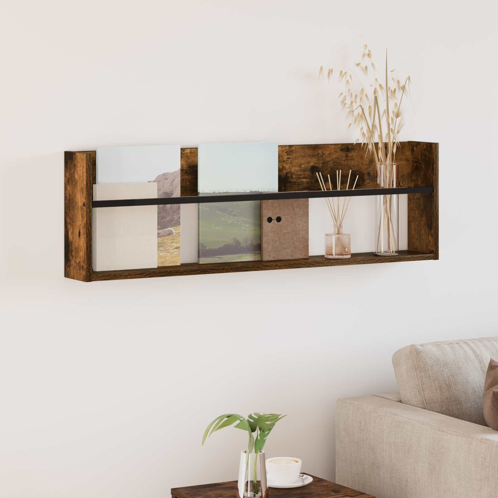 vidaXL Zeitungsständer Magazinregal Räuchereiche 100 x 12 x 30 cm Holzwerkstoff (1 St)