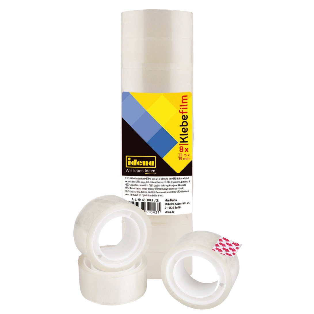 Klebeband Idena 631043 - Klebefilm transparent, 19 x 33 mm, 8 Rollen