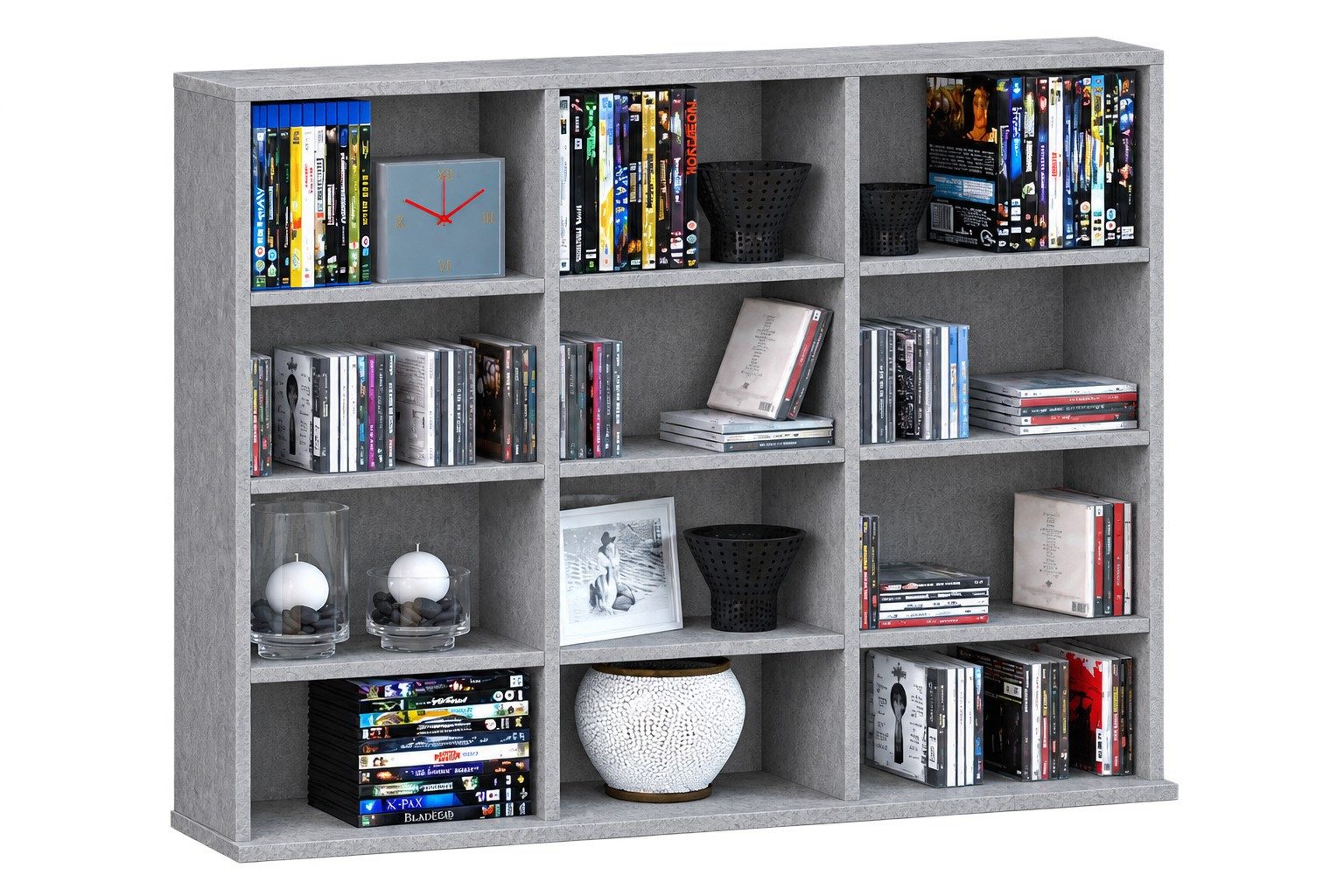 VCM Standregal Megosa L B. 102 x T. 23 x H. 82 cm, Holzregal stehend, platzsparender CD-Schrank für 480 CDs oder 224 DVDs