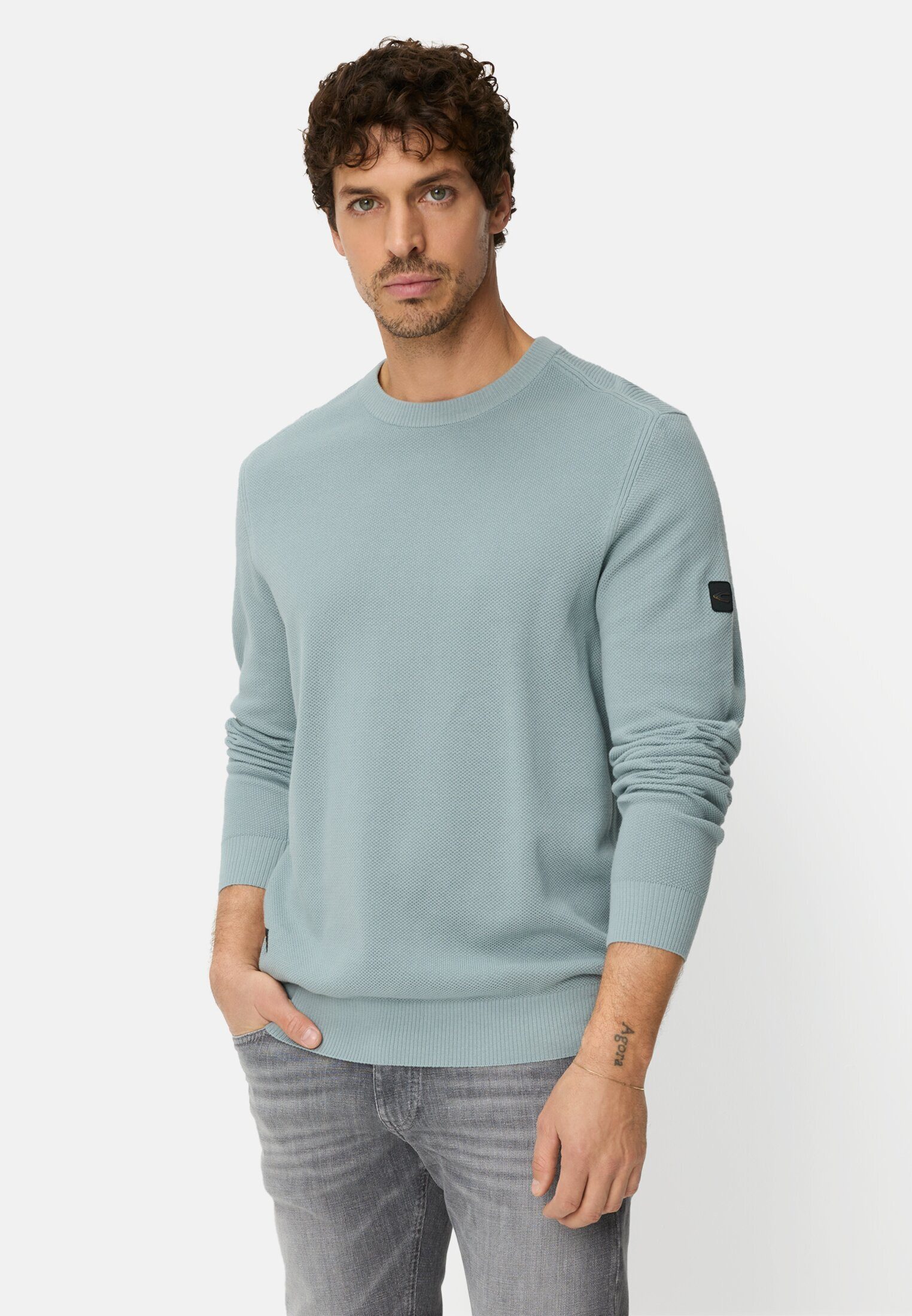 camel active Rundhalspullover mit Rundhalsausschnitt Langarm Rundhals Pullover_Rundhalspullover