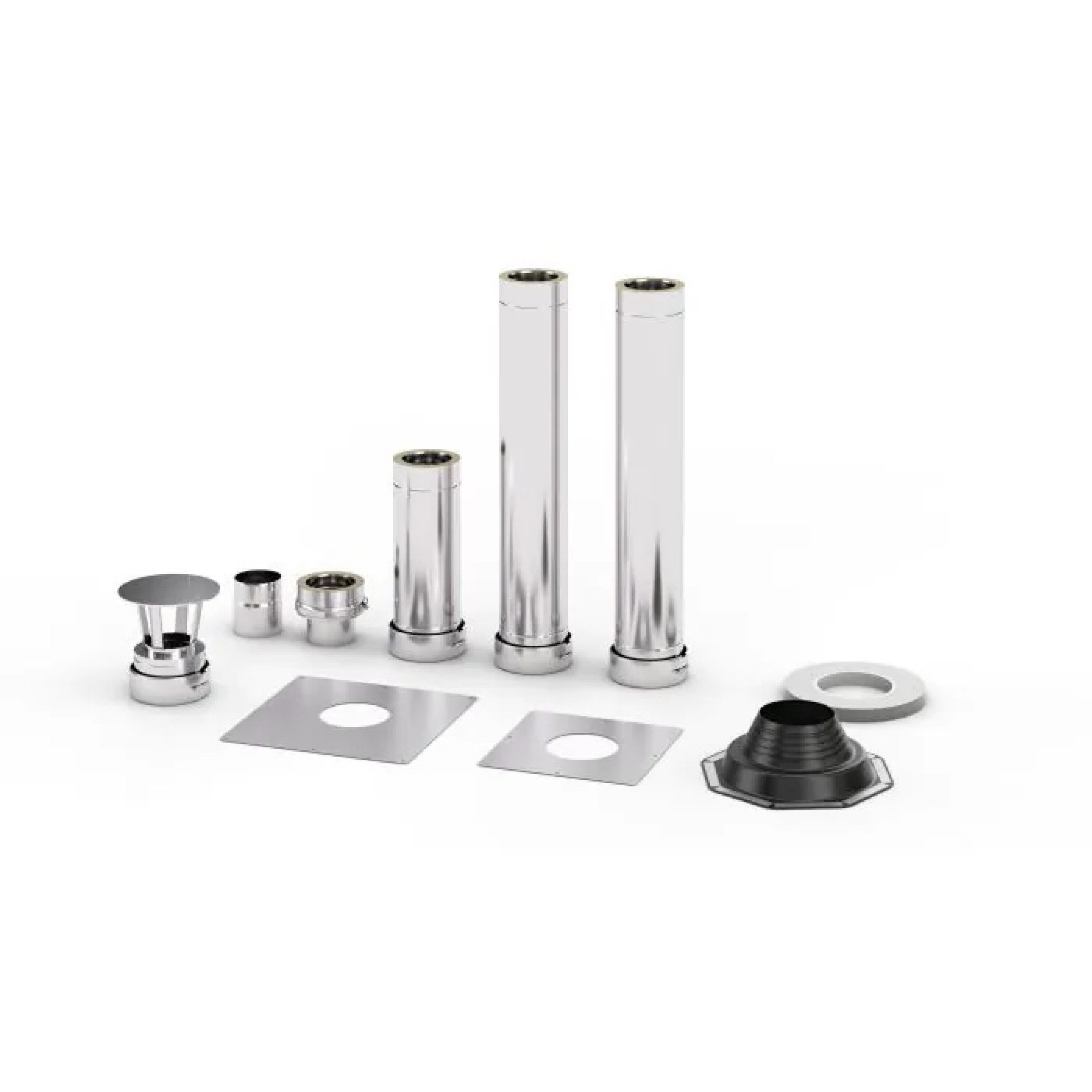 FinTec Saunaofen Fintec Edelstahl Außenkamin CHIMNEY + Strahlblech für holzbefeuerte
