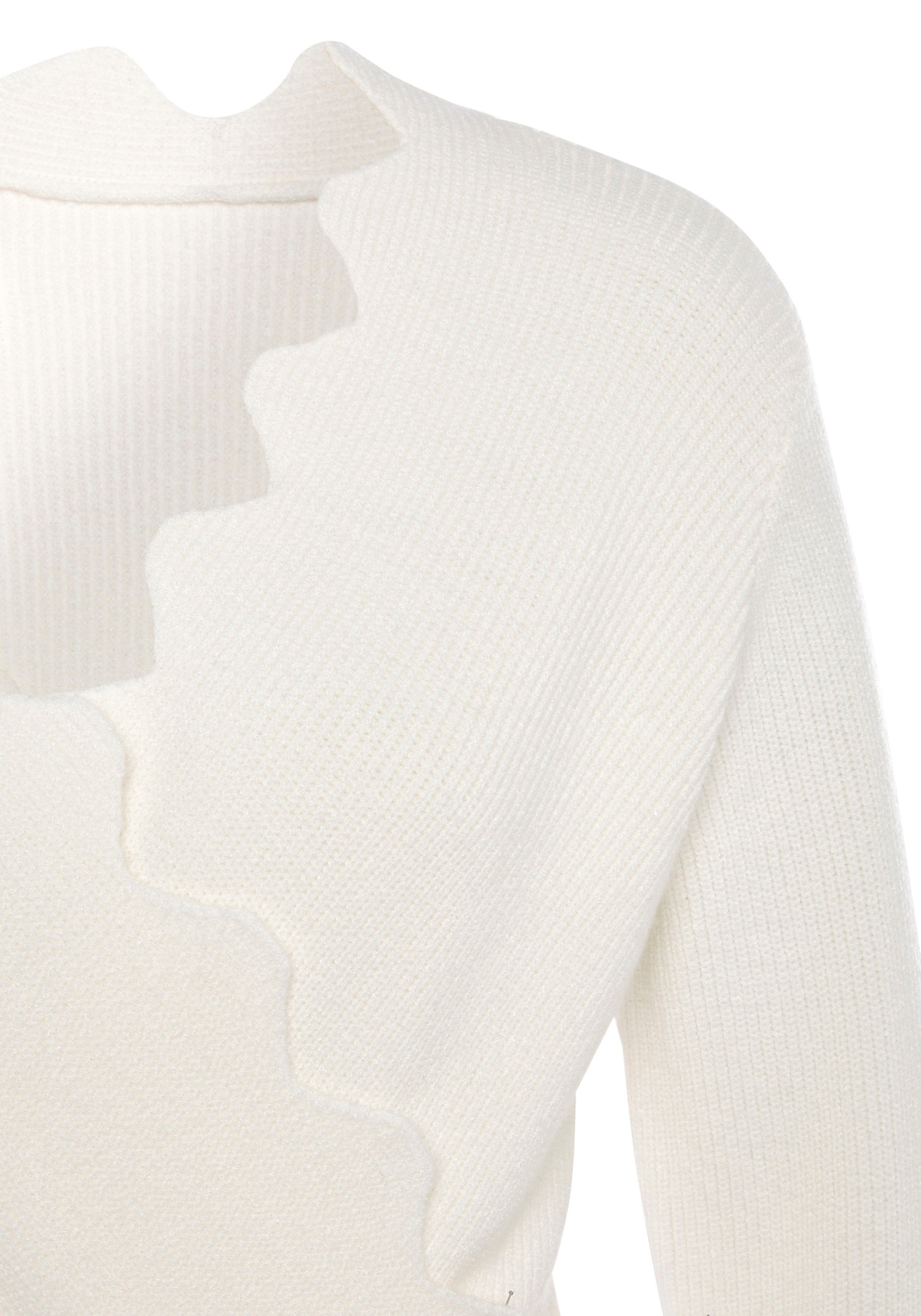 LASCANA Strickpullover mit Wellenkante und Wickeloptik modischer Damenpullover mit besonderem Ausschnitt, weicher Strick – Bild 5 von 5